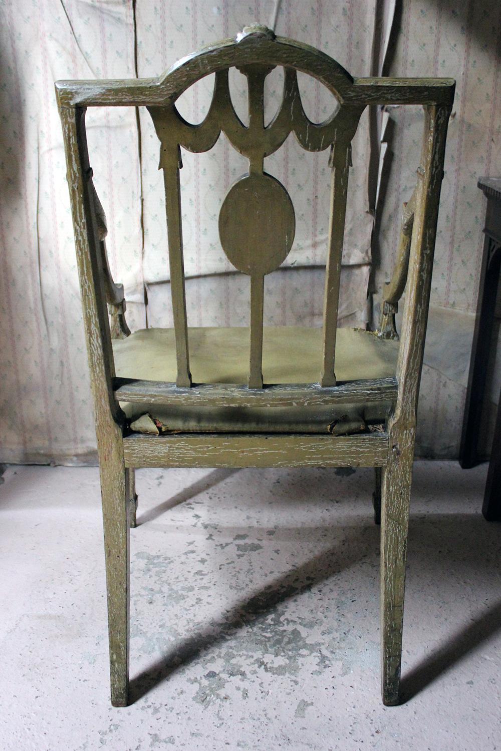 George III Period Painted Open Armchair, Attributed to Gillows, circa 1790-1795 6