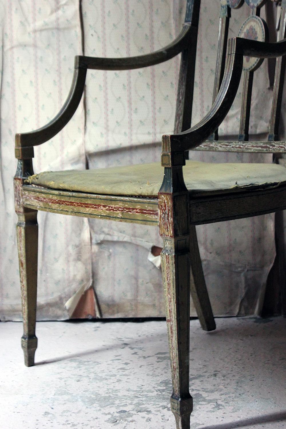 George III Period Painted Open Armchair, Attributed to Gillows, circa 1790-1795 In Good Condition In Bedford, Bedfordshire