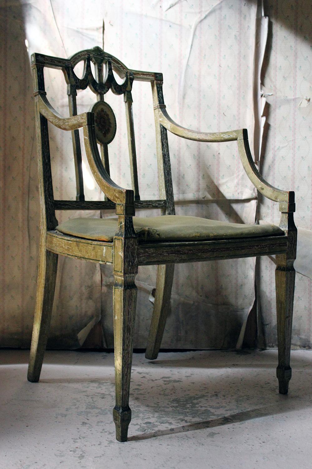 George III Period Painted Open Armchair, Attributed to Gillows, circa 1790-1795 1