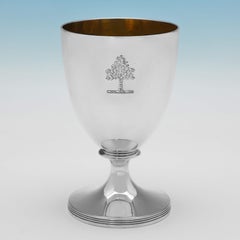 George III Period Pair of English Sterling Silver Goblets, London 1802 J. Emes
