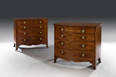 George III Period Pair of Identical 18th Century Mahogany Chests of Drawers