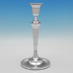 George III period pair of sterling silver candlesticks - hallmarked in 1792