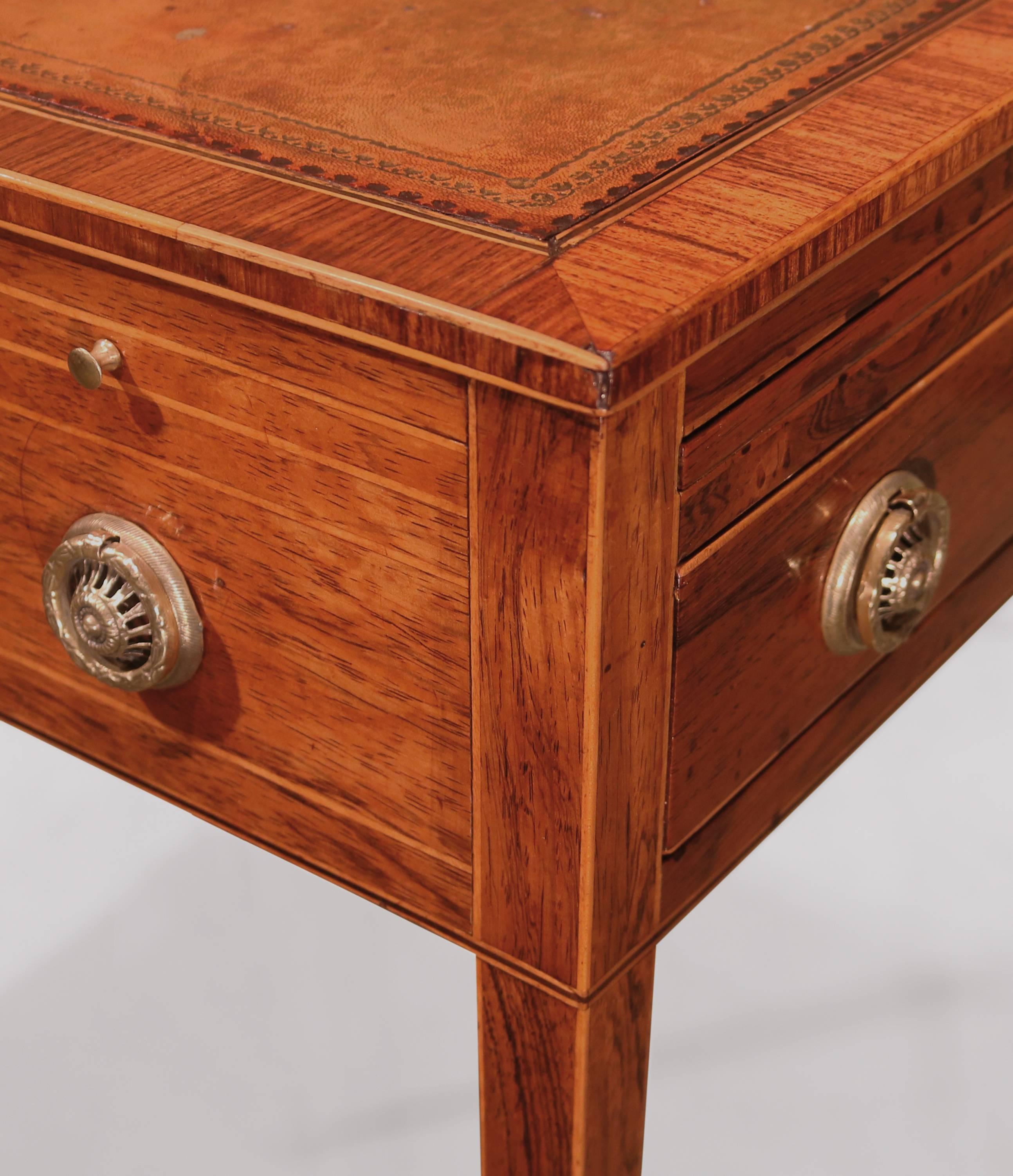 Polished George III Rosewood and Leather Top Occasional Table
