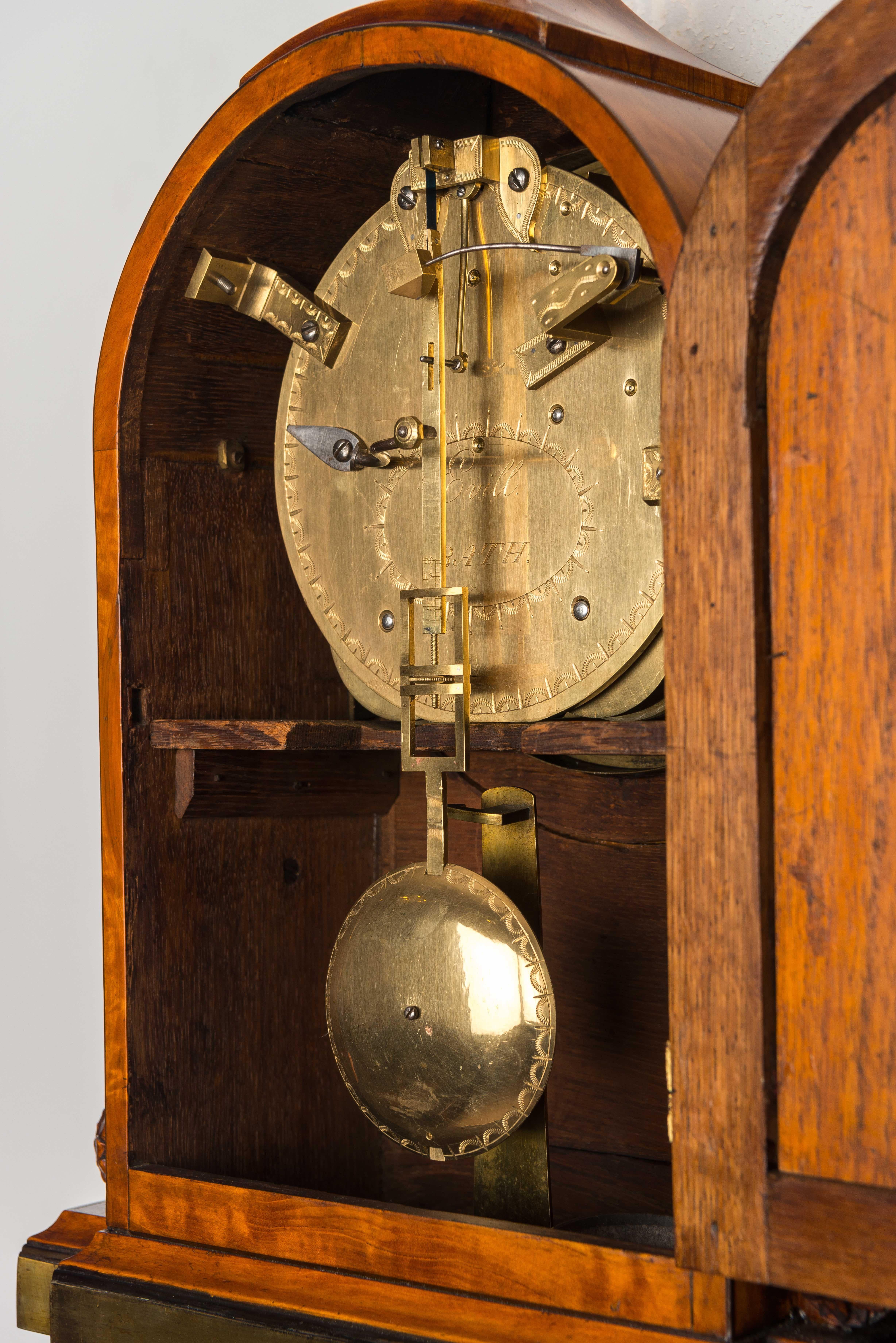 English 18th Century Antique George III Satinwood Bracket Clock by James Evill of Bath