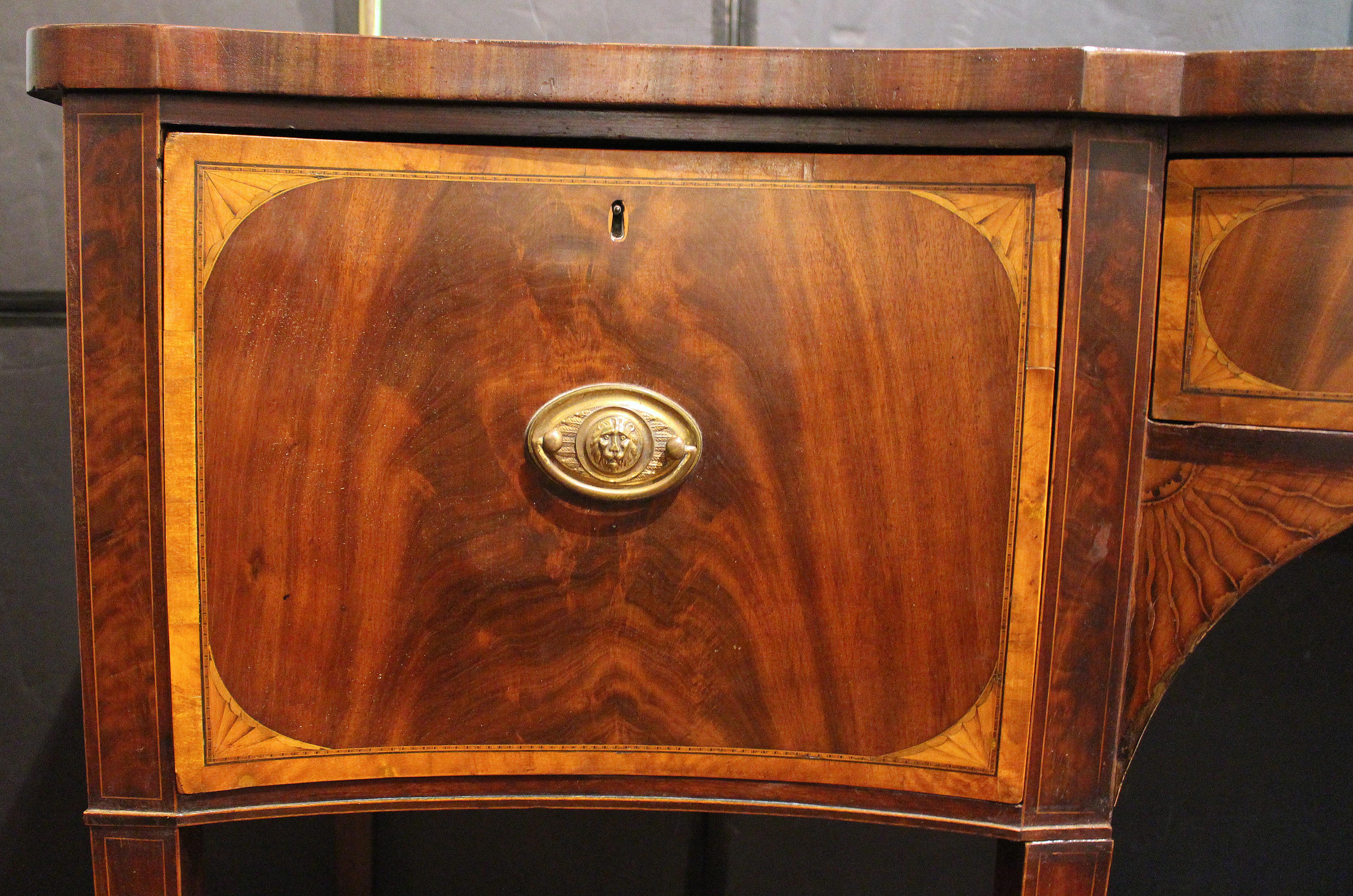 George III Period Serpentine Front Sideboard with Brass Rail In Good Condition For Sale In Chapel Hill, NC