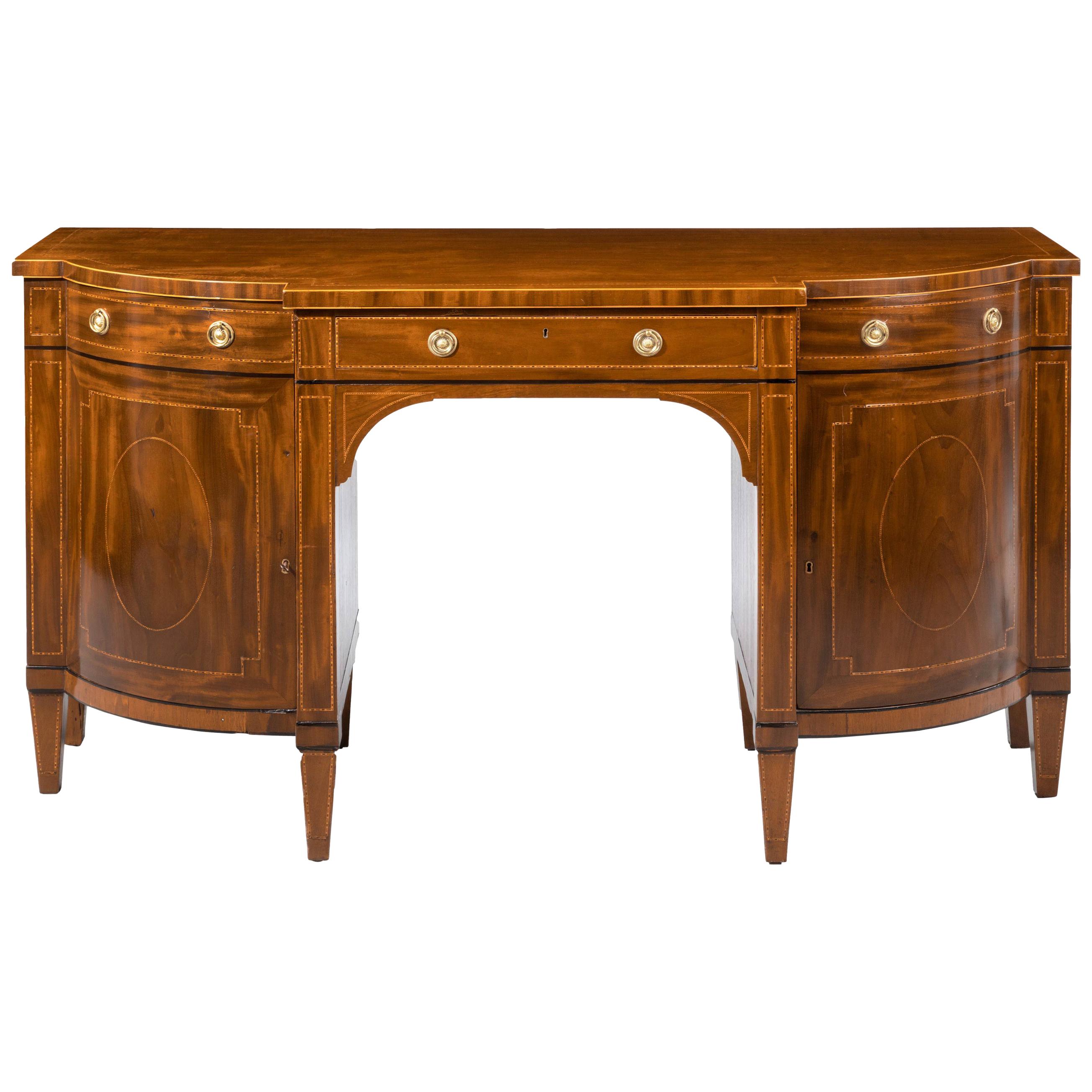 George III Period Sheraton Mahogany Bow and Breakfront Sideboard