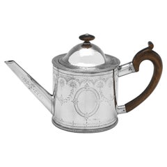 George III period sterling silver 'Drum' teapot hallmarked in London in 1774