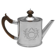 George III period sterling silver 'drum' teapot made in London in 1773