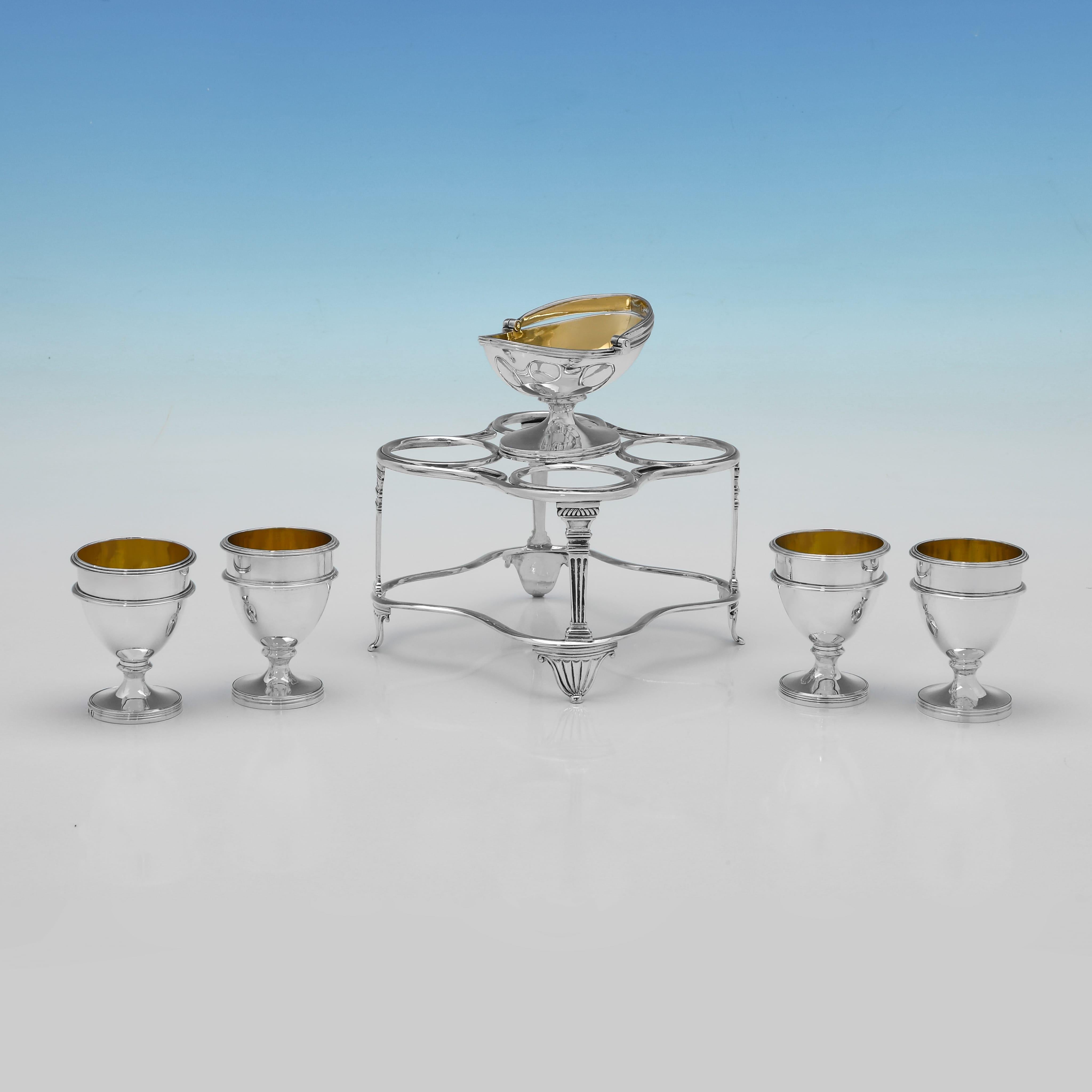 Neoclassical George III period sterling silver egg cruet hallmarked in London in 1808 For Sale