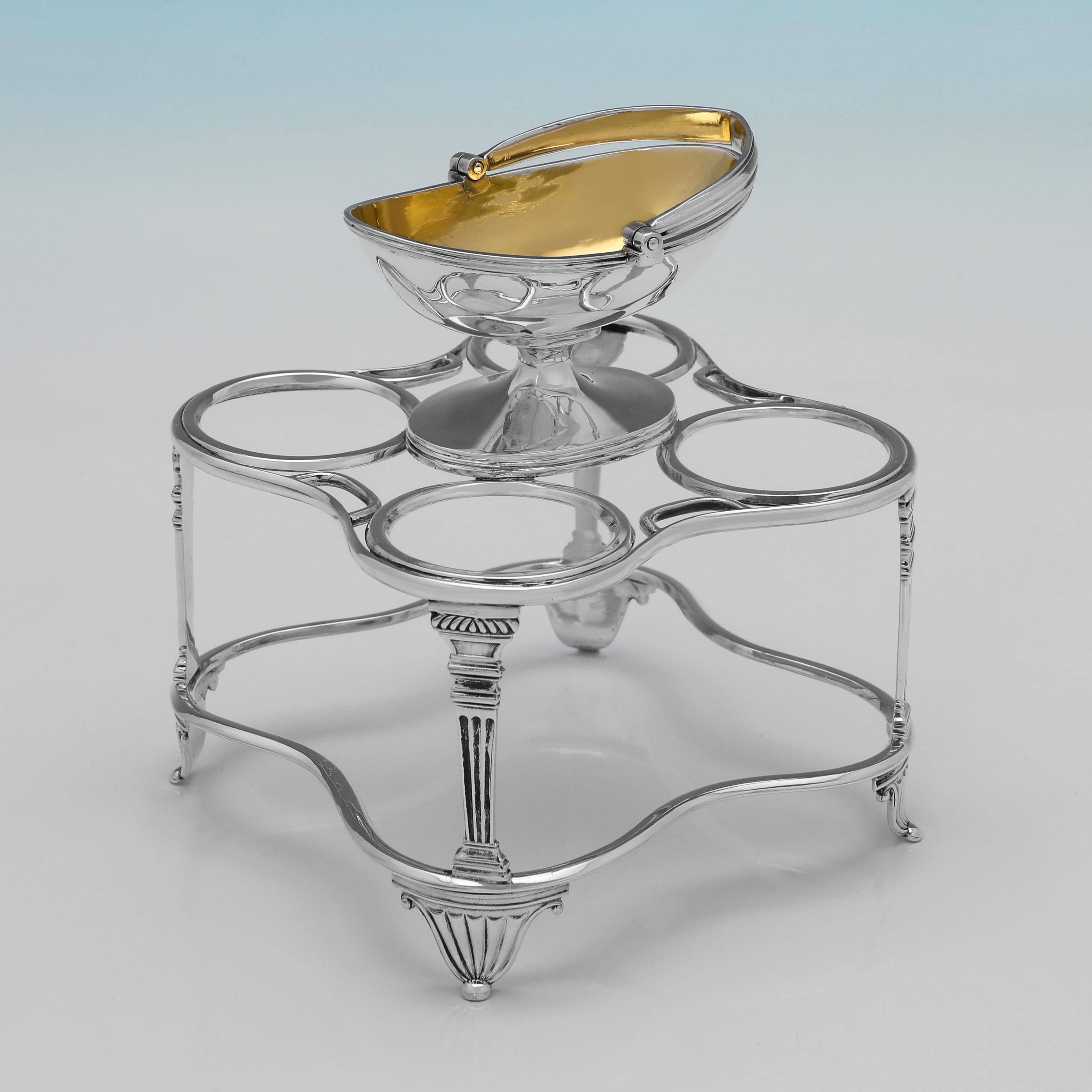 English George III period sterling silver egg cruet hallmarked in London in 1808 For Sale