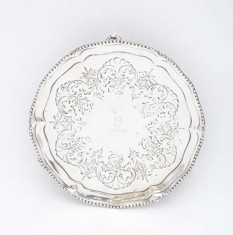 English George III Period Sterling Silver Footed Salver/Tray For Sale