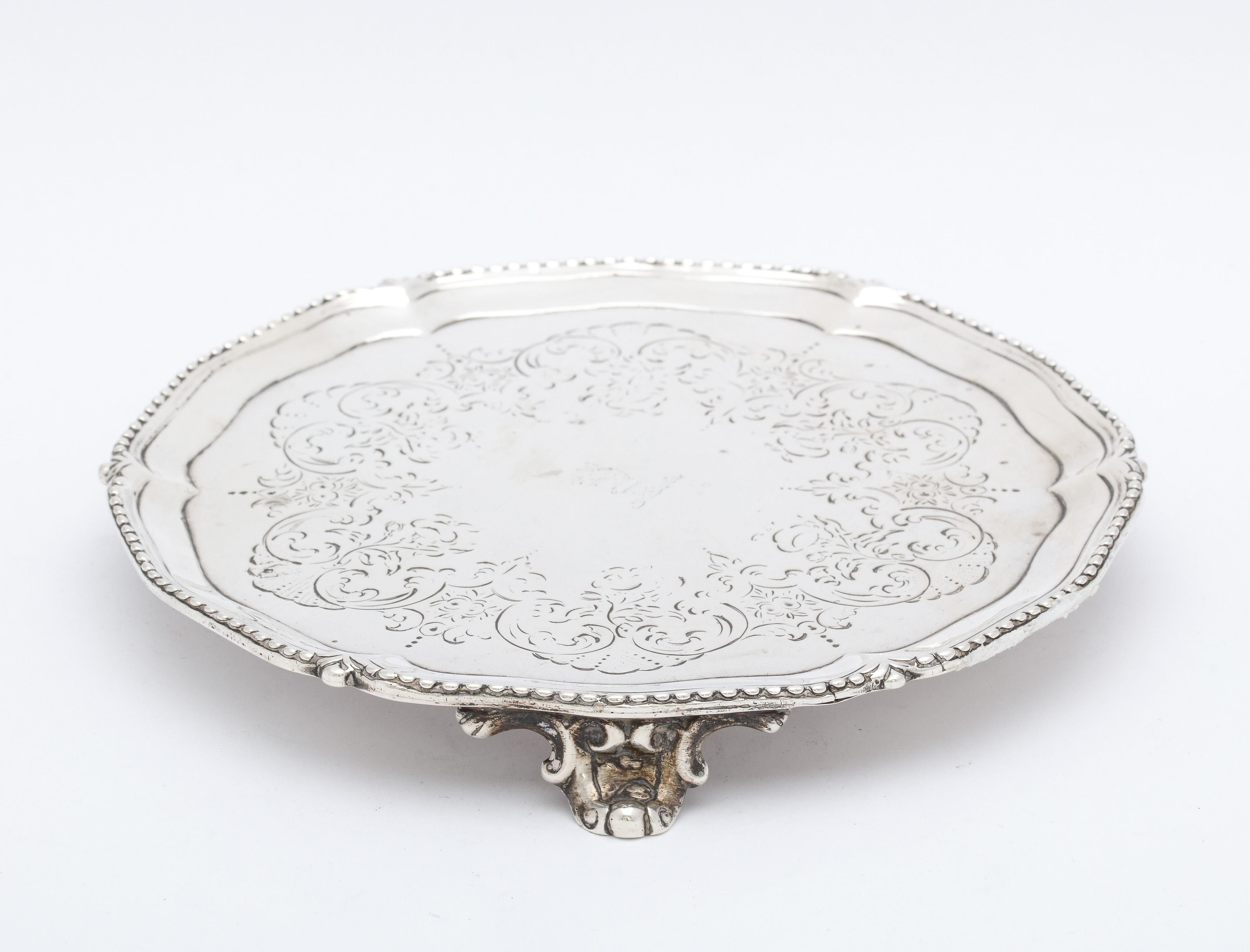 English George III Period Sterling Silver Footed Salver/Tray