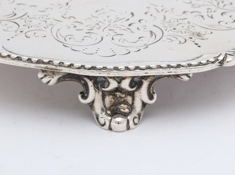 Late 18th Century George III Period Sterling Silver Footed Salver/Tray For Sale