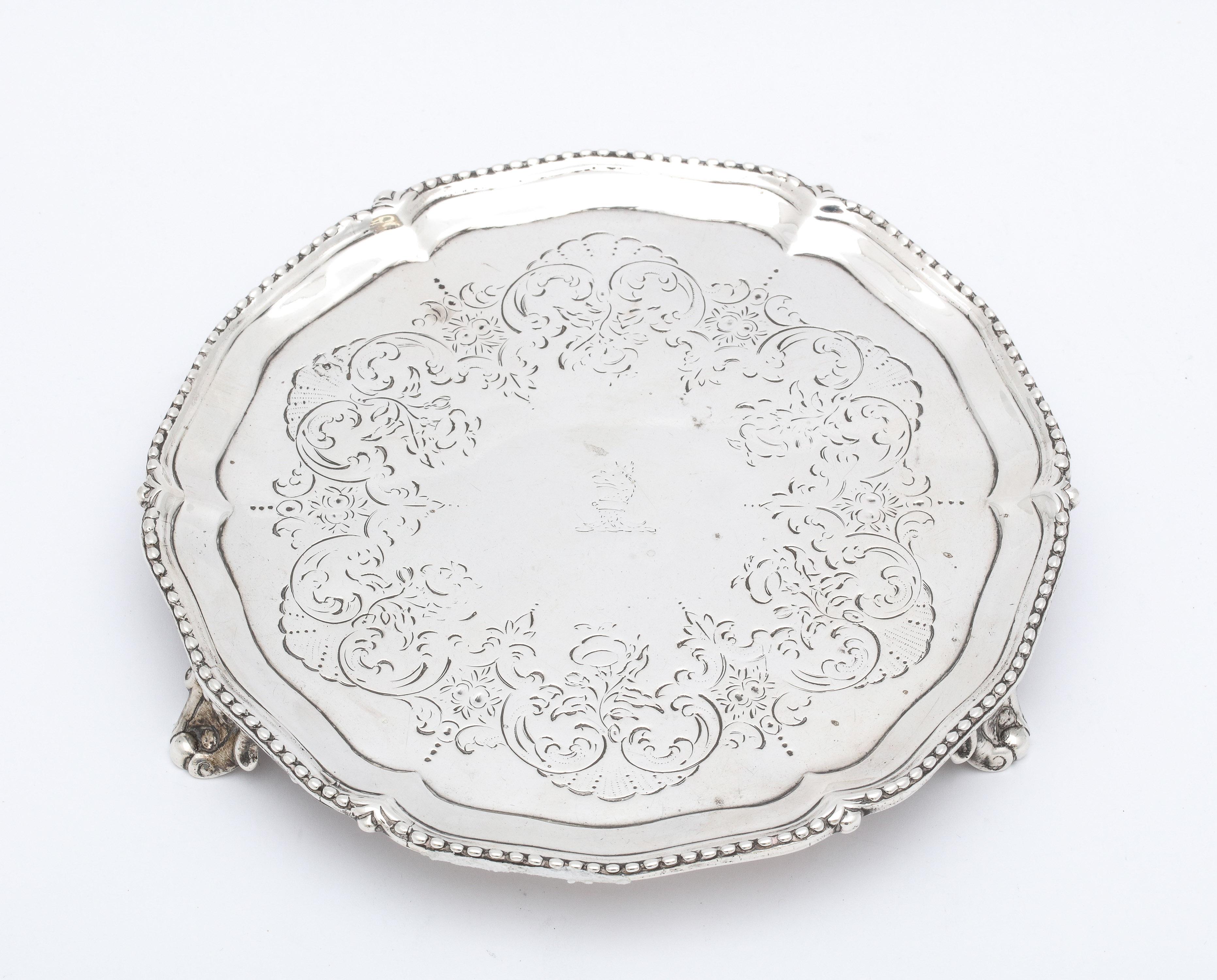 George III Period Sterling Silver Footed Salver/Tray 1