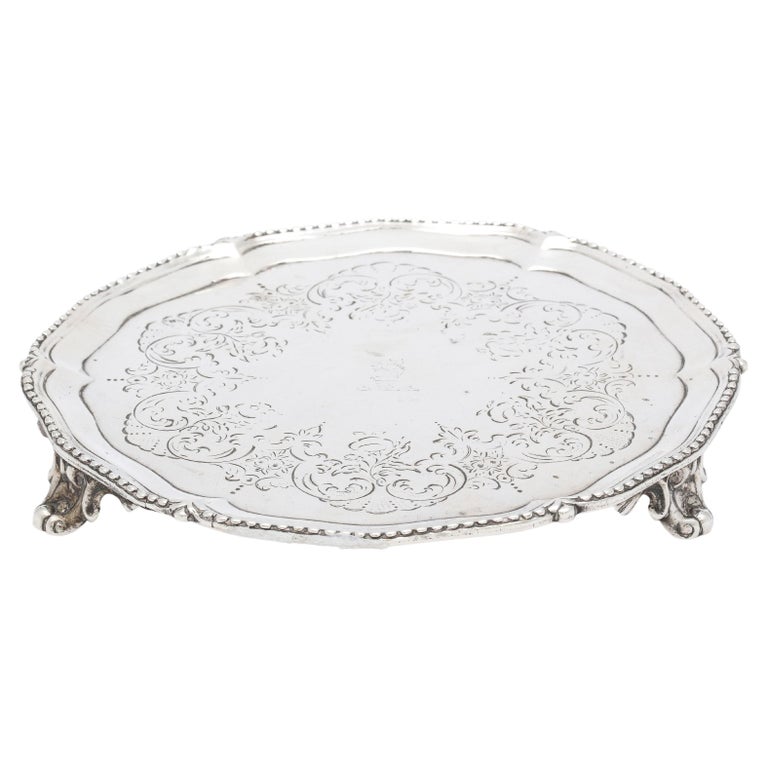George III Period Sterling Silver Footed Salver/Tray For Sale