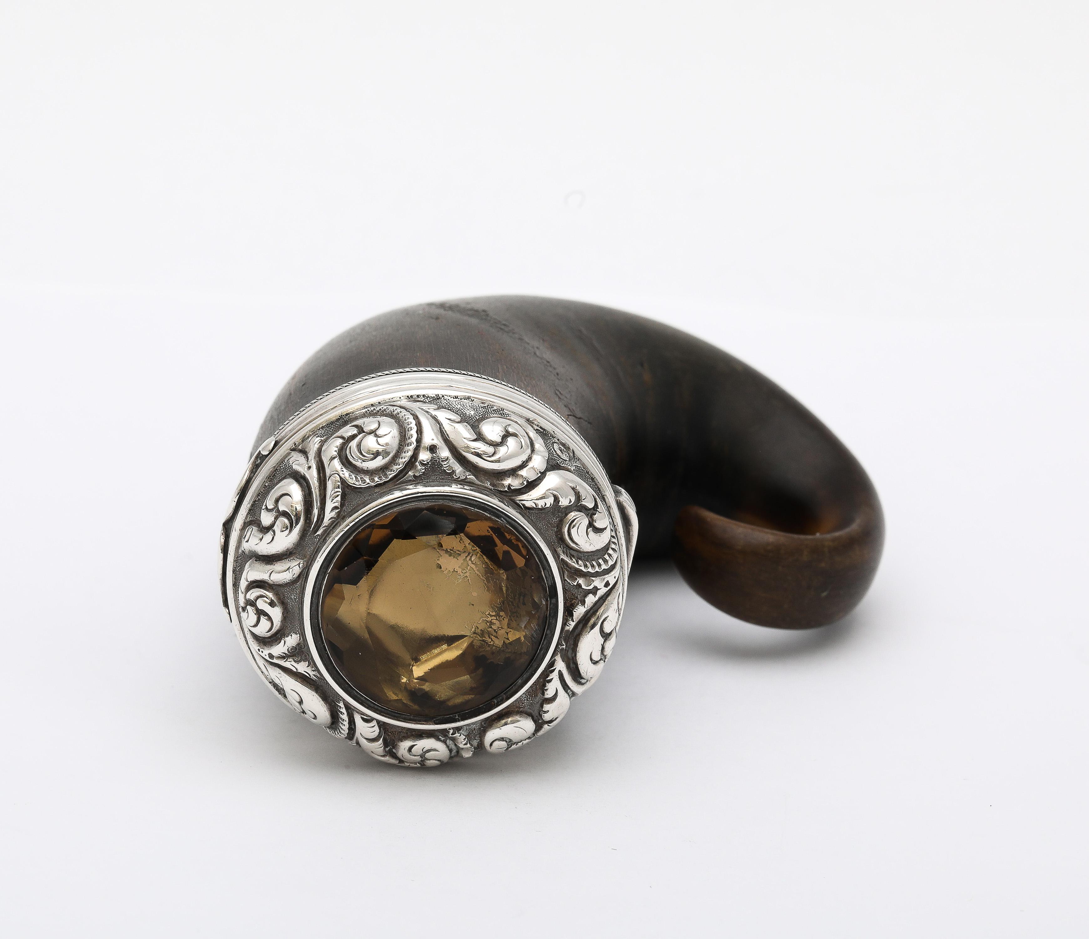 Early 19th Century George III Period Sterling Silver-Mounted Scottish Snuff Mull With Hinged Lid