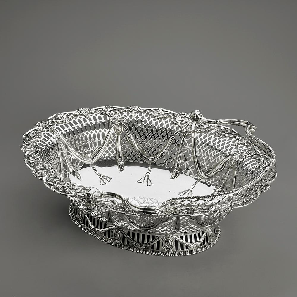 Embossed George III Pierced Silver Basket