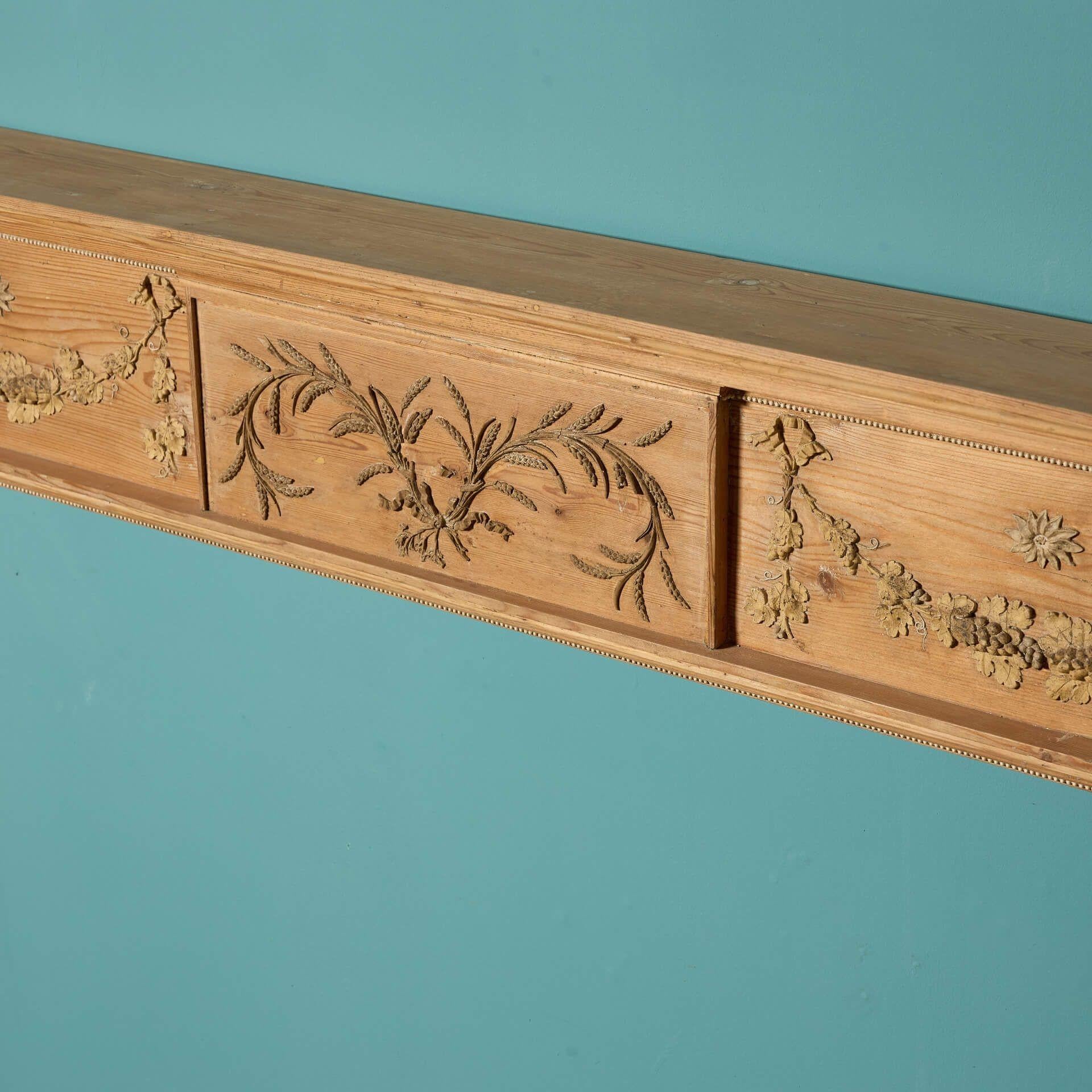 English Antique George III Pine Chimneypiece C. 1760-80 For Sale