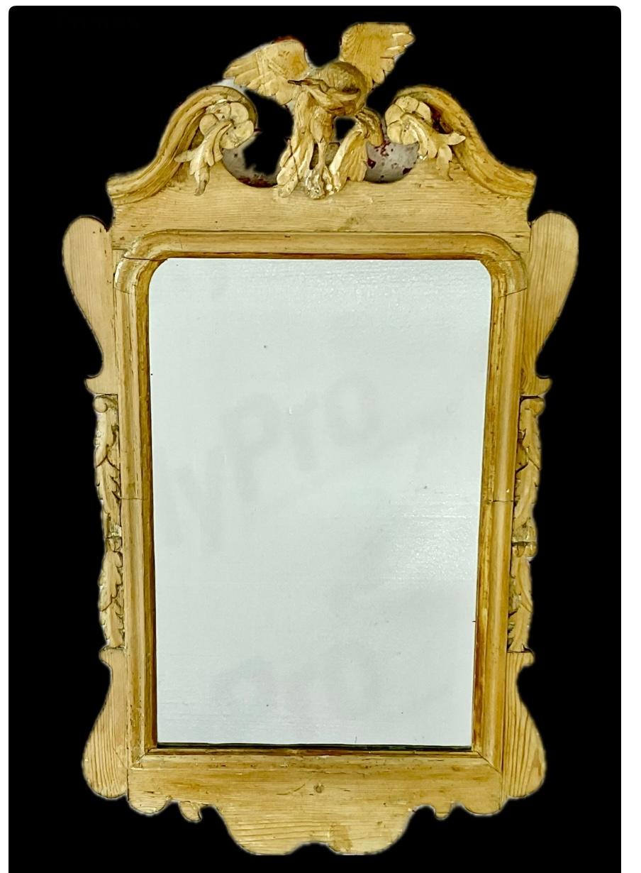 British George III Pine Mirror With Eagle Pediment For Sale
