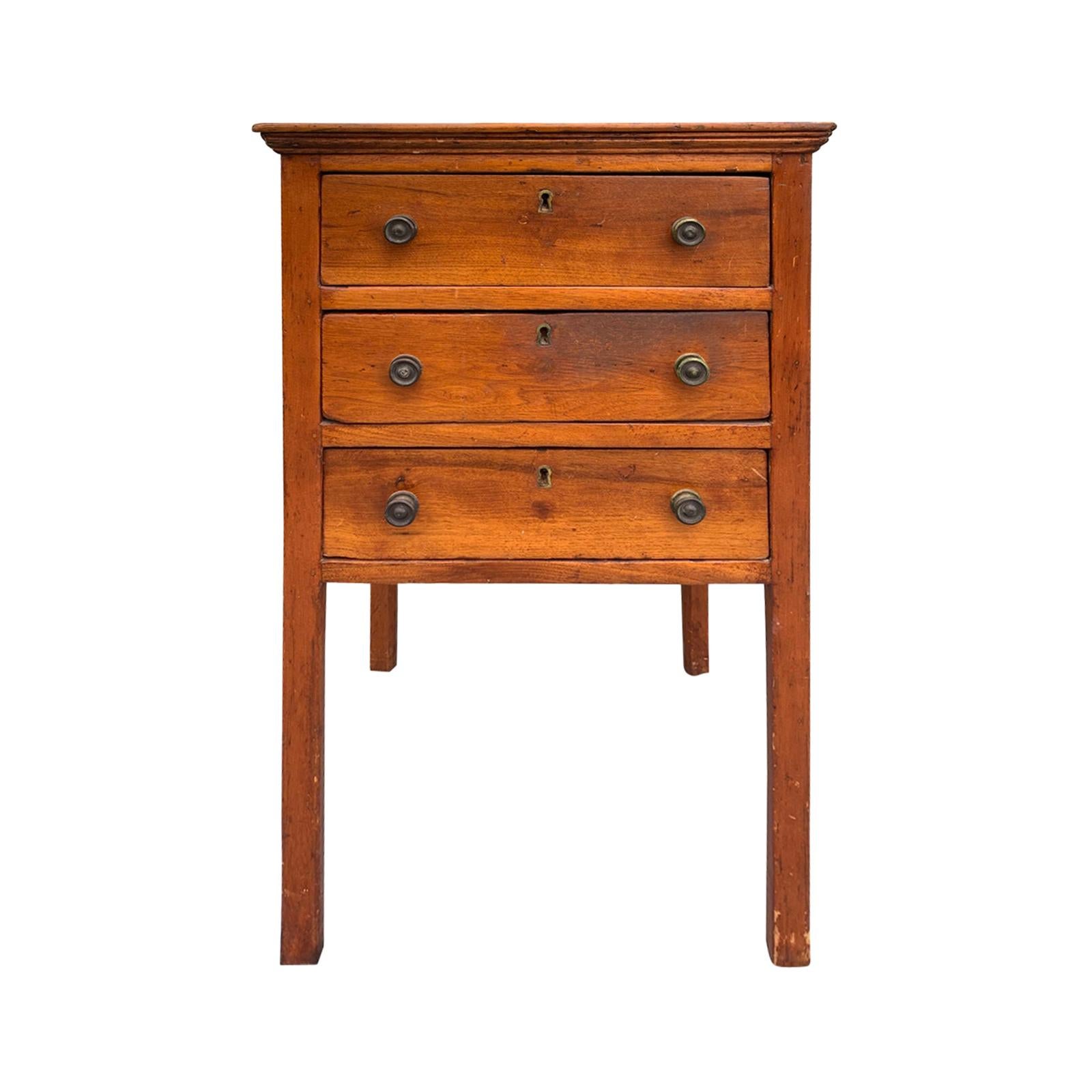 George III Mahogany & Pine Three-Drawer Side Chest with Later Pulls, circa 1800s