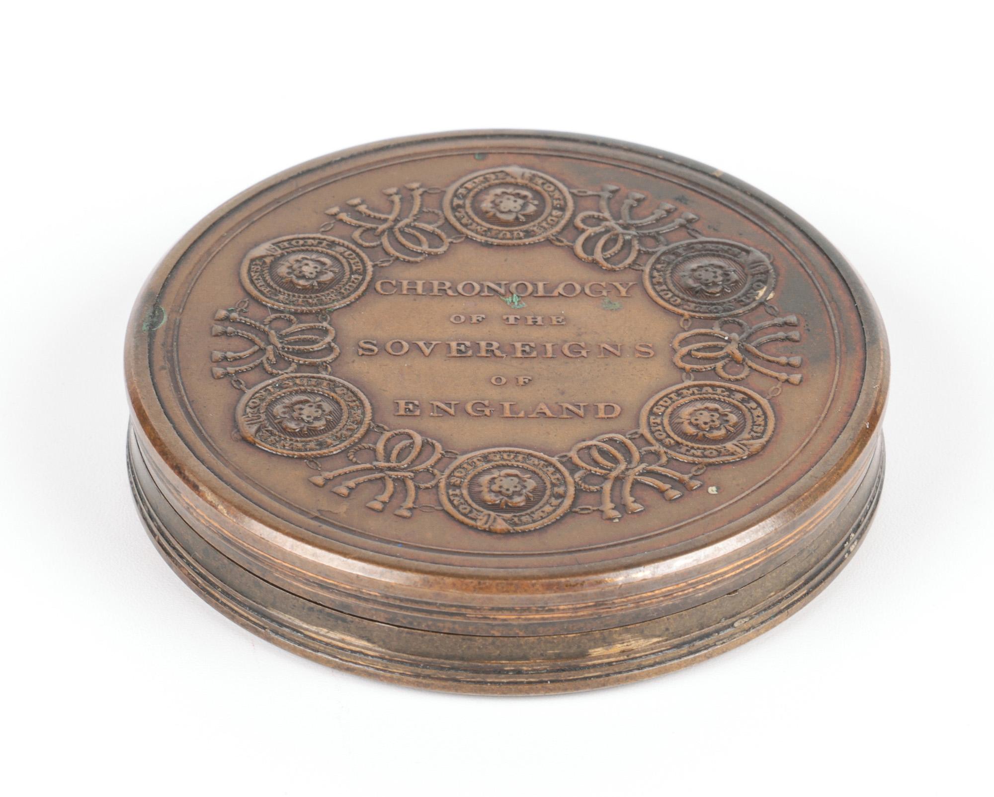 George III Rare Bronze Cased Chronology of the Sovereigns of England For Sale 11