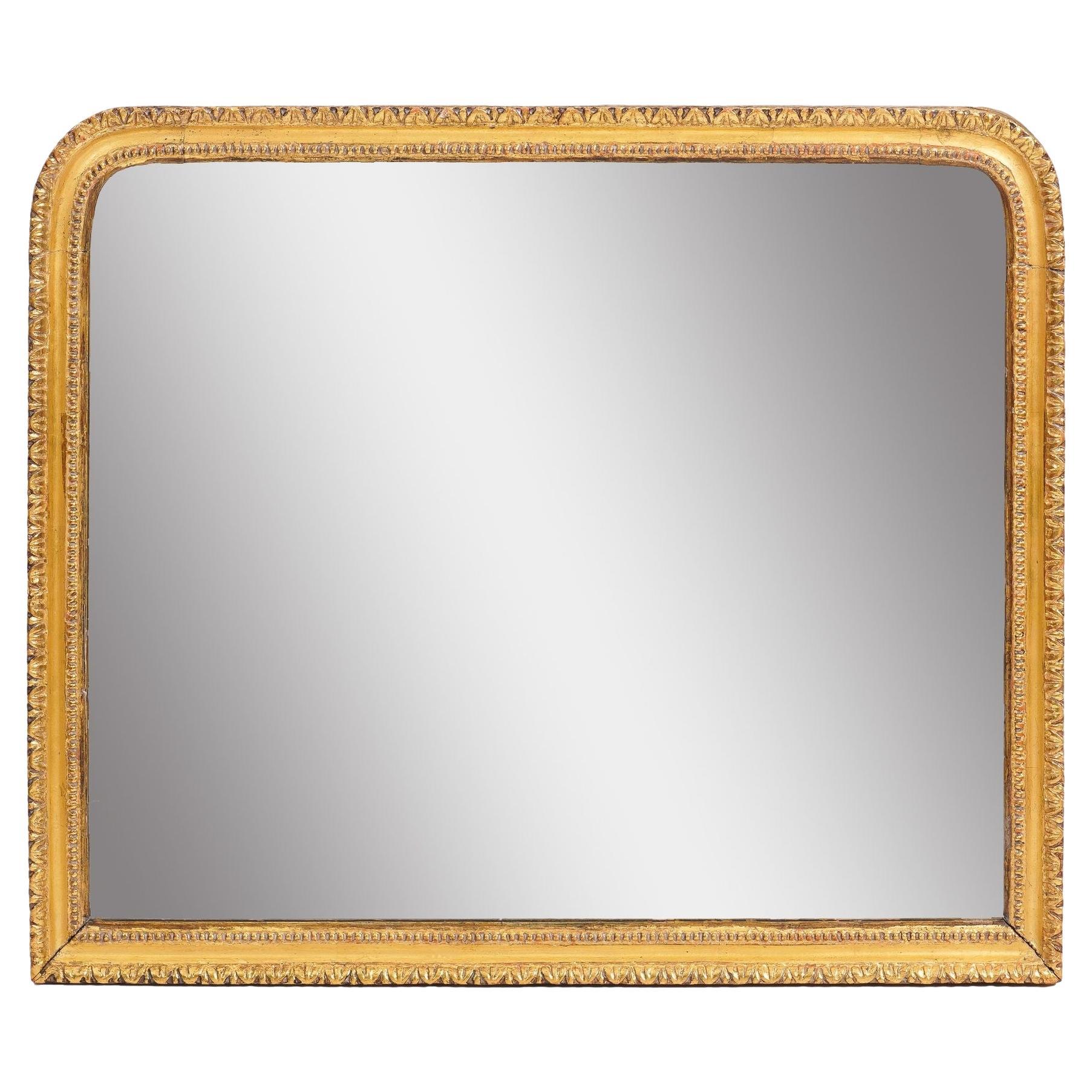 George III rectangular giltwood overmantle mirror, c. 1770 For Sale
