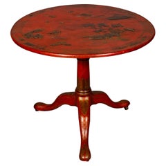 George III Red Japanned and Gilded Tilt Top Table
