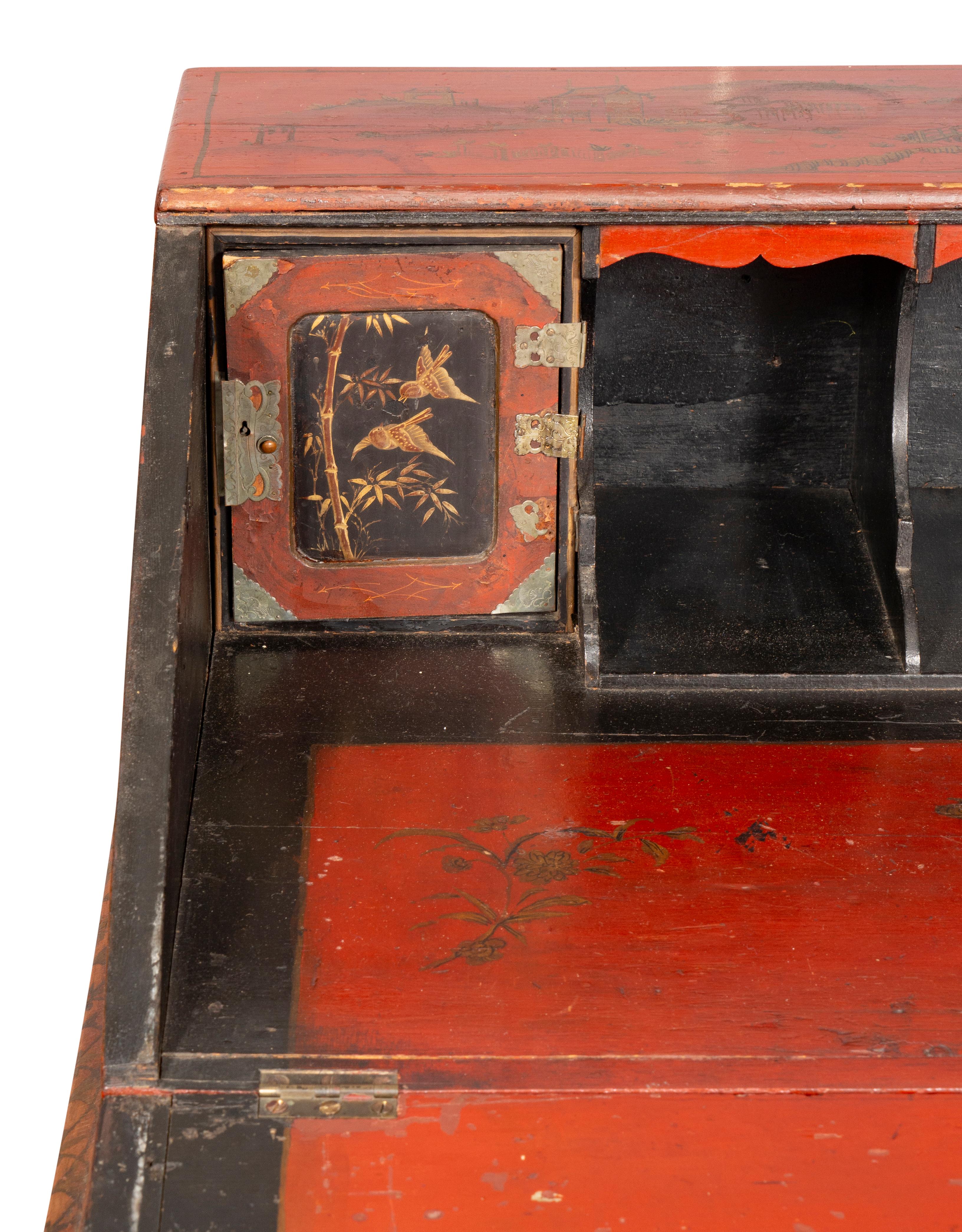 George III Red Japanned Slant Lid Desk For Sale 4