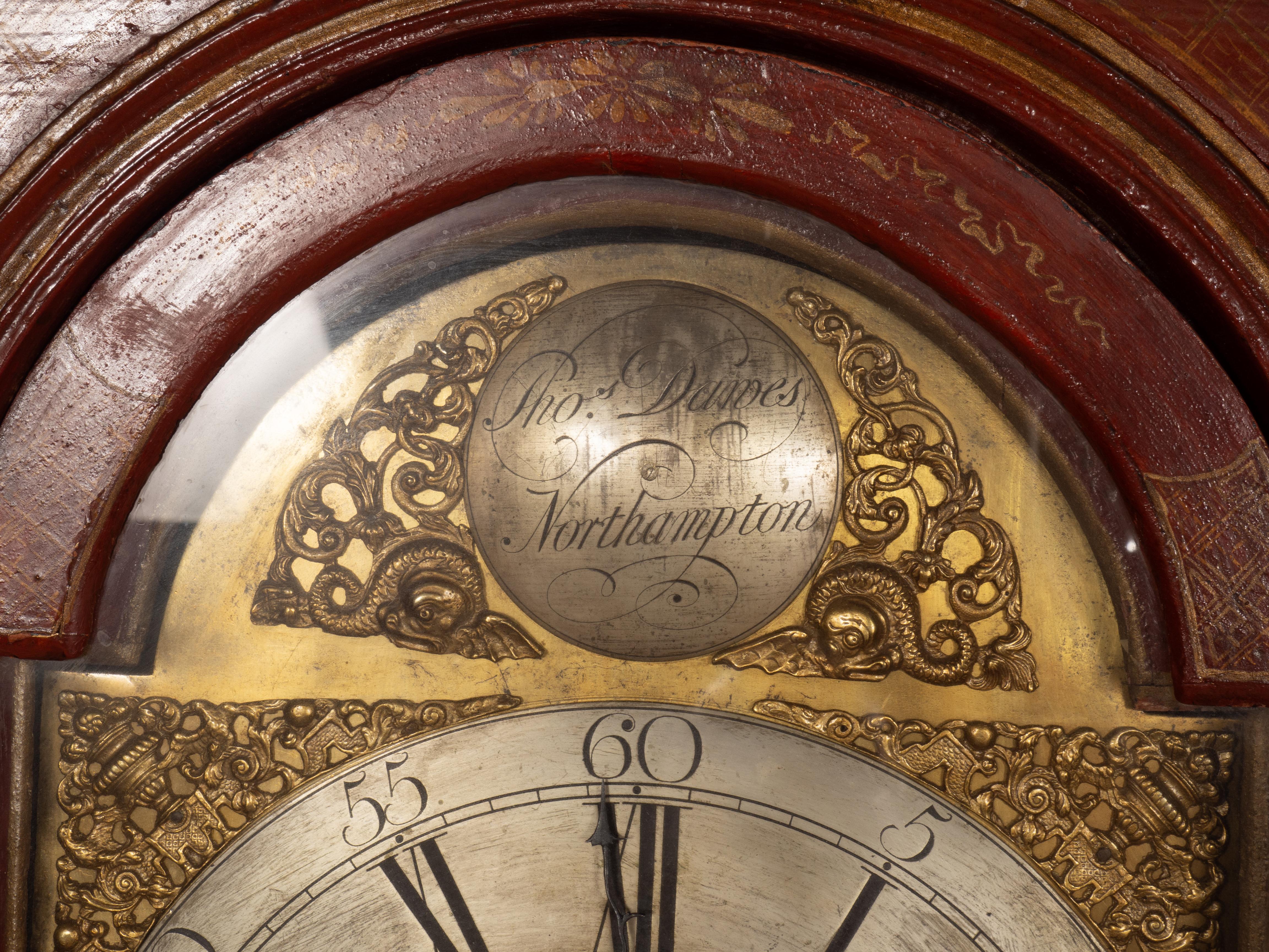 George III Red Japanned Tall Case Clock 1