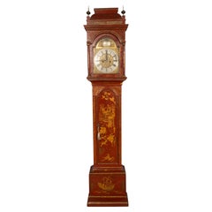 George III Red Japanned Tall Case Clock