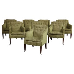 George III Regency Style Armchairs on Casters, Set of 8