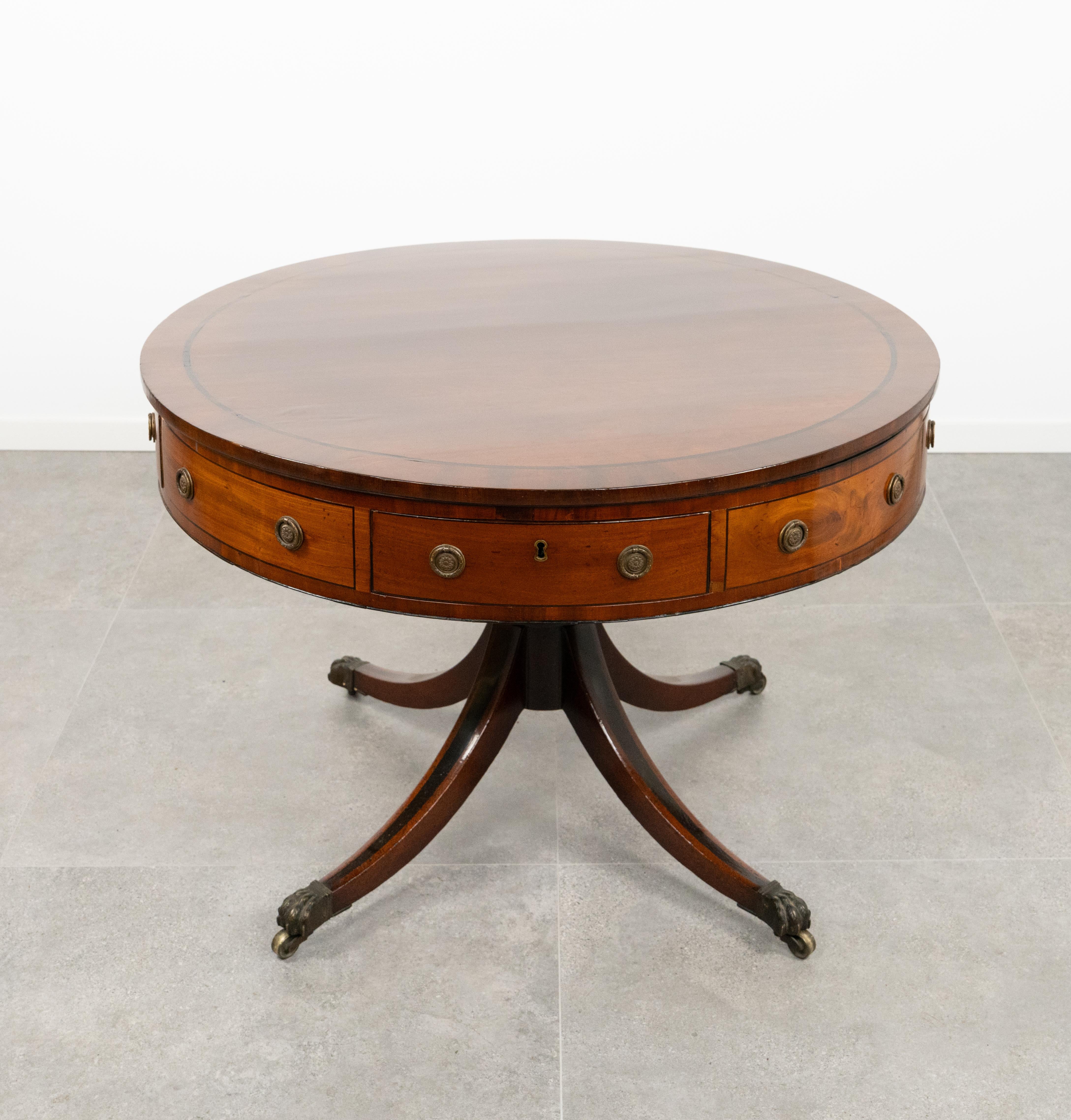 Metal George III Revolving Table Drum in Mahogany Attributed to Gillows, English 1790 For Sale