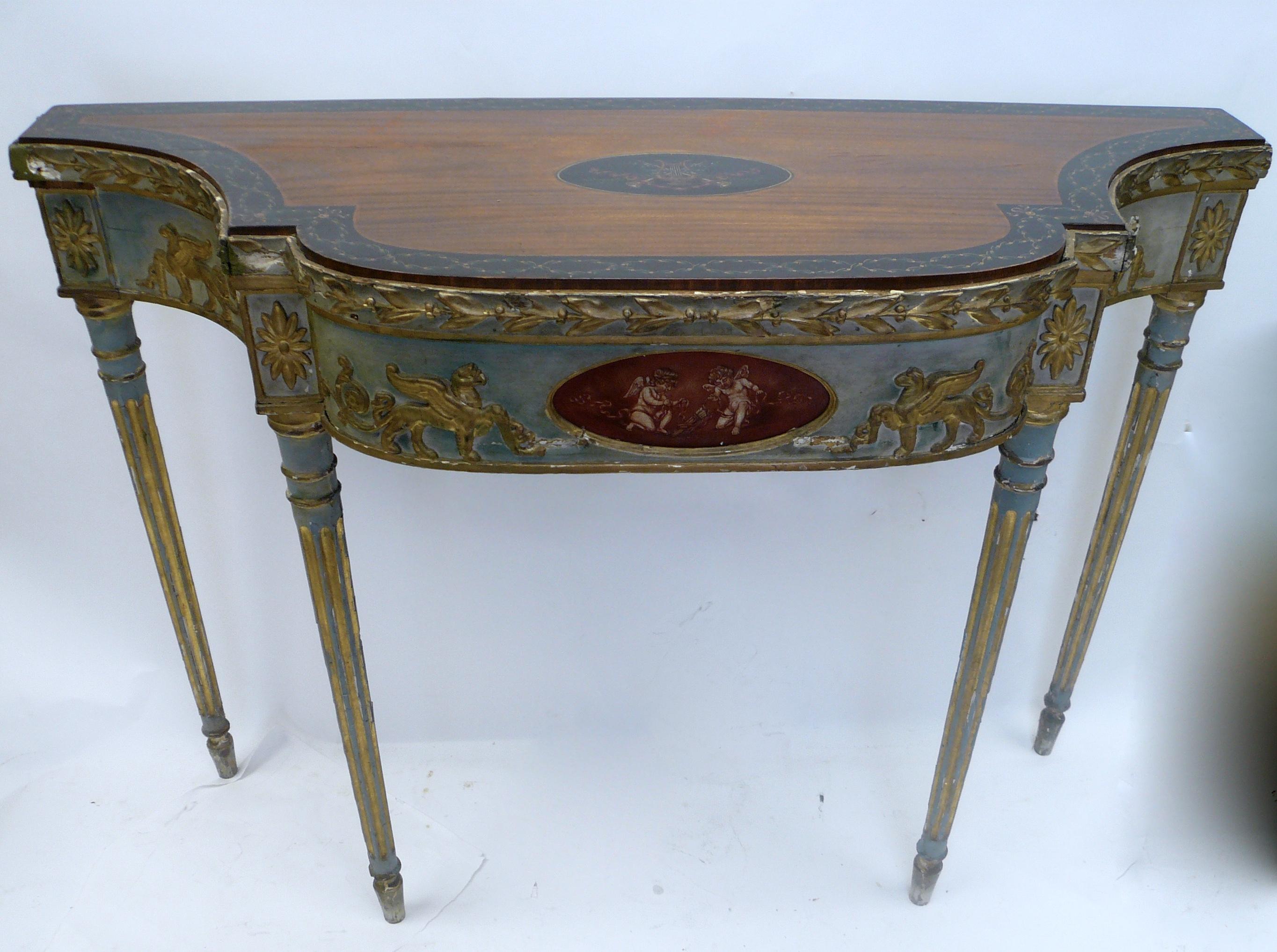 George III Robert Adam Style Satinwood and Painted Console Table, circa 1780 1