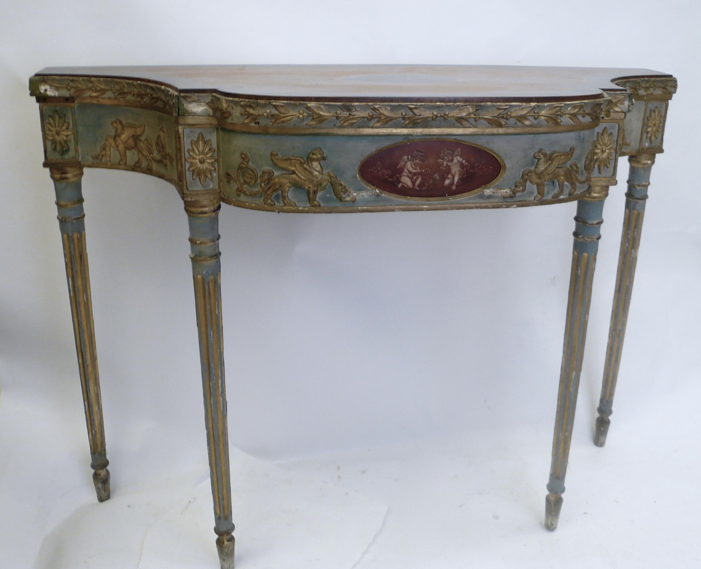 George III Robert Adam Style Satinwood and Painted Console Table, circa 1780 2