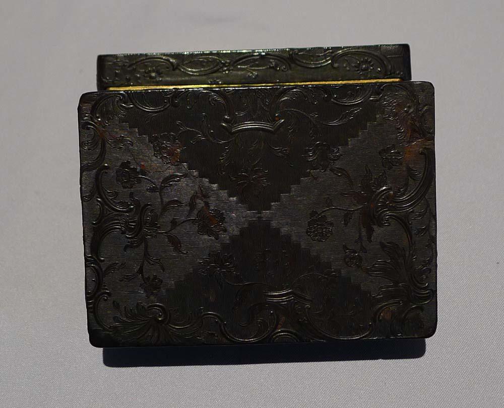 Mid-18th Century George III Rococco Pressed Tortoiseshell, Ormolu, Bilston/Battersea Snuff Box For Sale