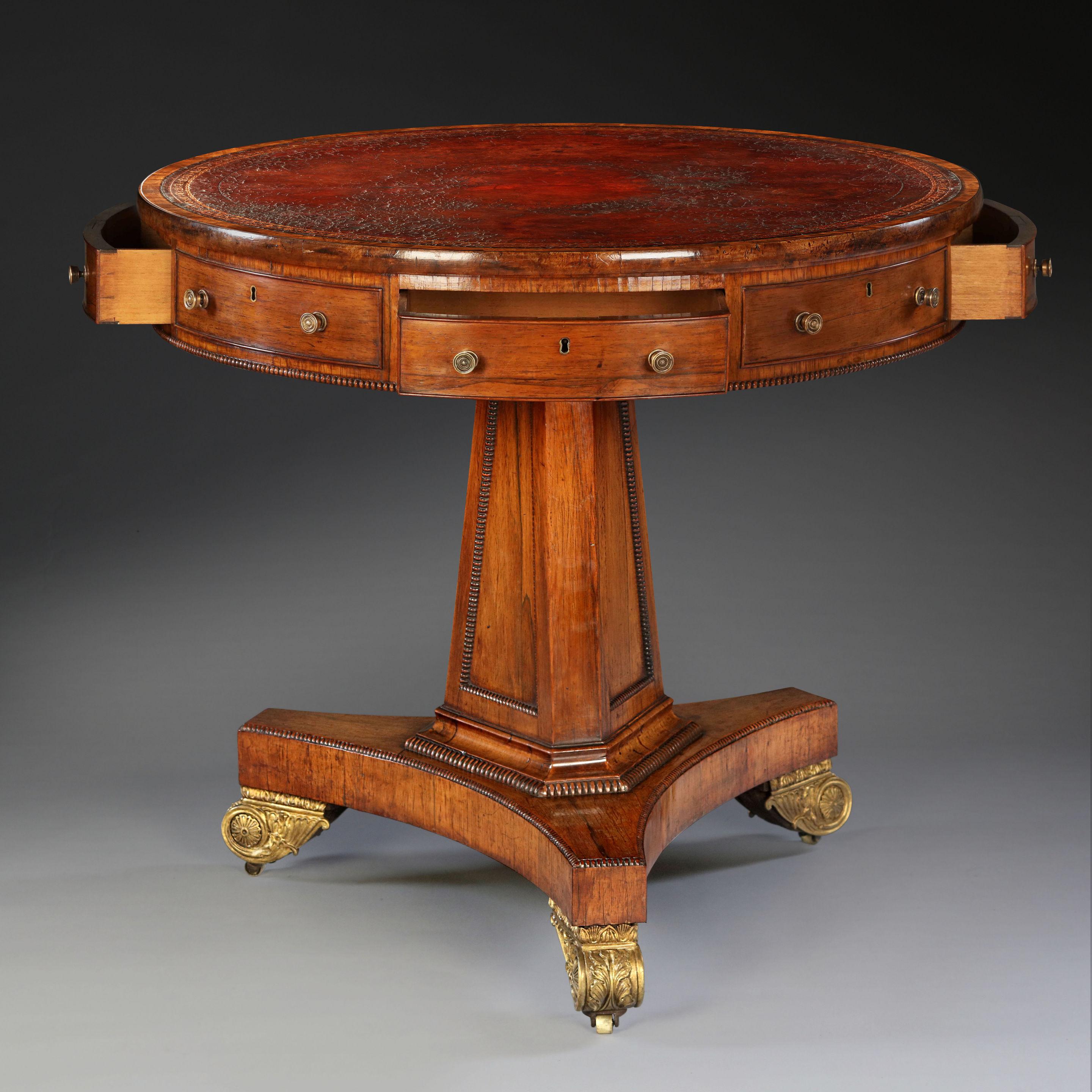 Georgian George III Rosewood and Mahogany Drum Table / Centre Table