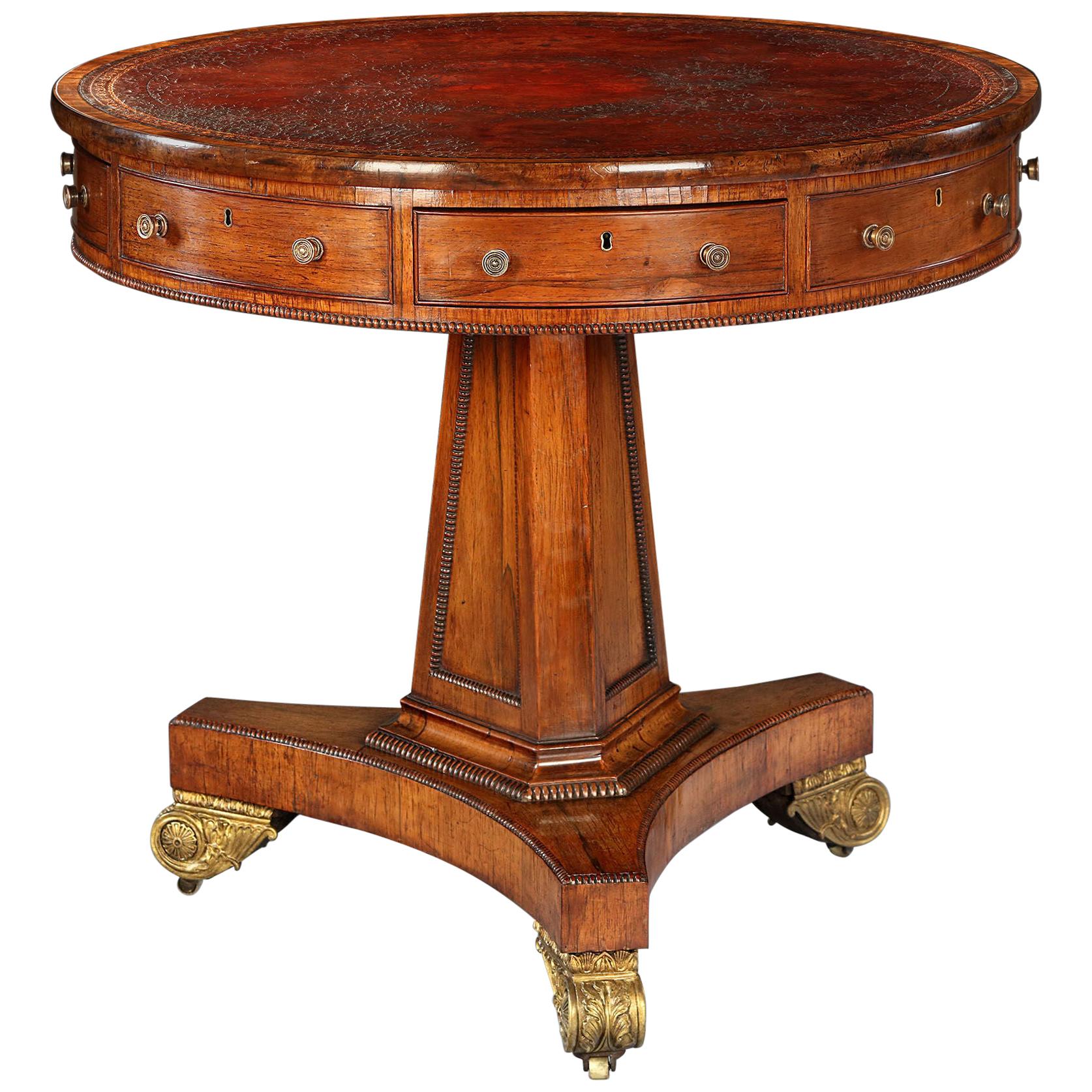 George III Rosewood and Mahogany Drum Table / Centre Table