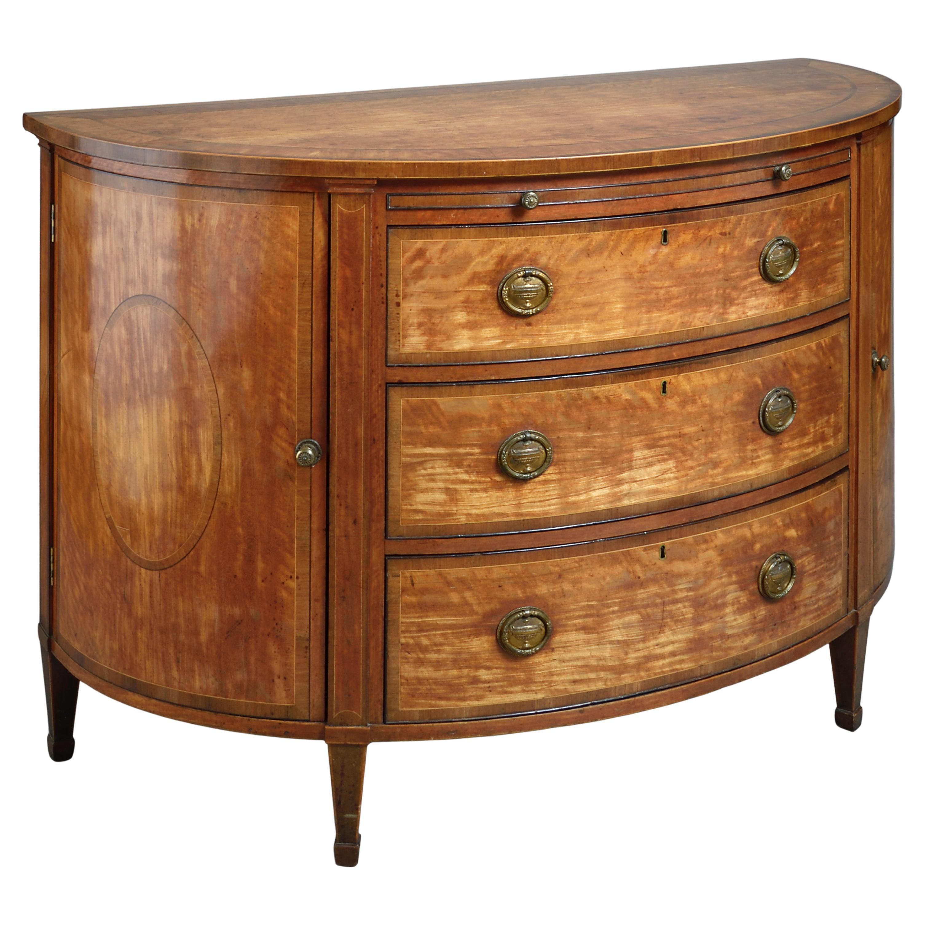 George III Satinwood and Amaranth Demi-Lune Commode