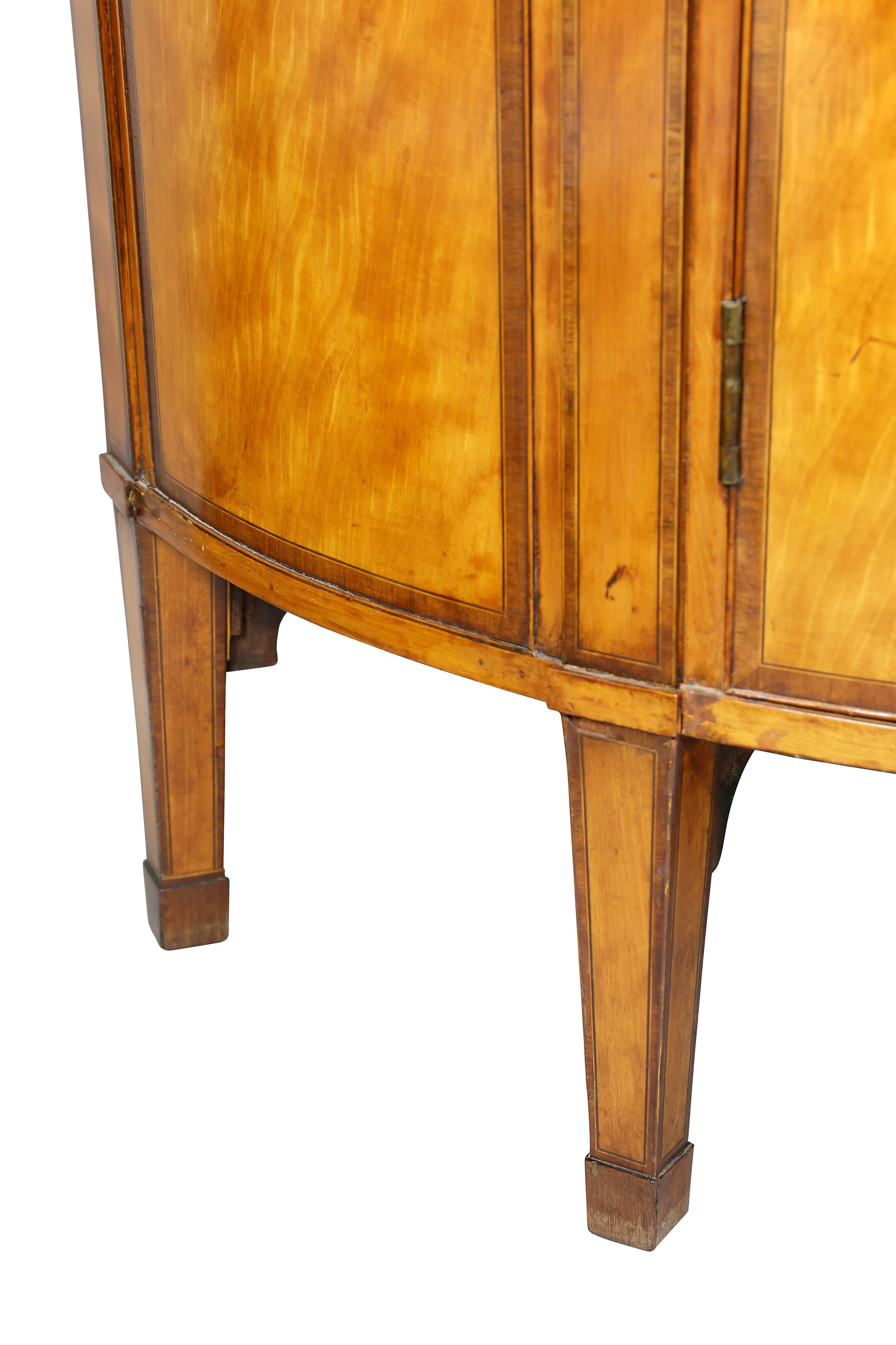 George III Satinwood and Marquetry Demilune Commode 5