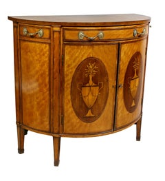 George III Satinwood and Marquetry Demilune Commode