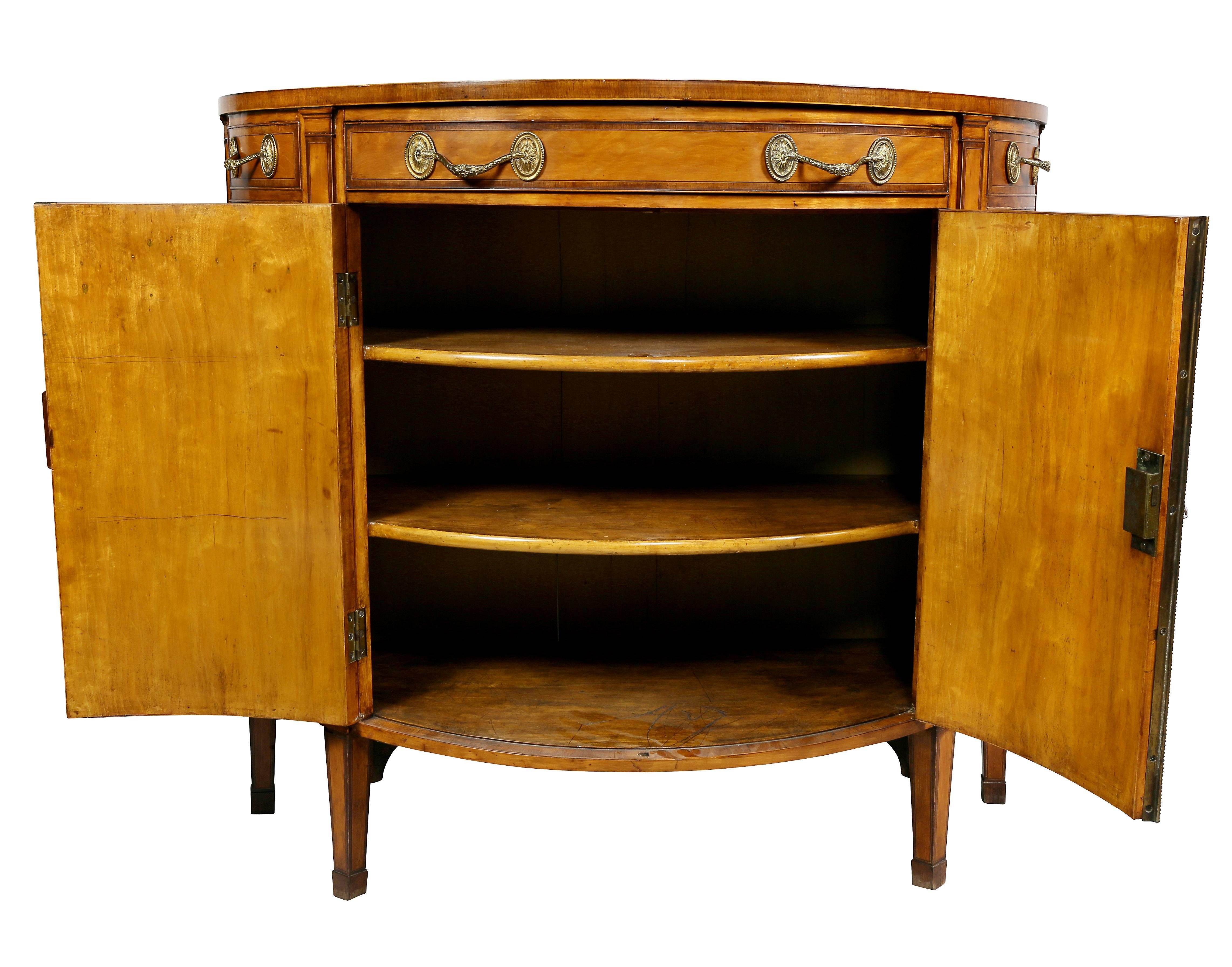George III Satinwood and Marquetry Demilune Commode 1