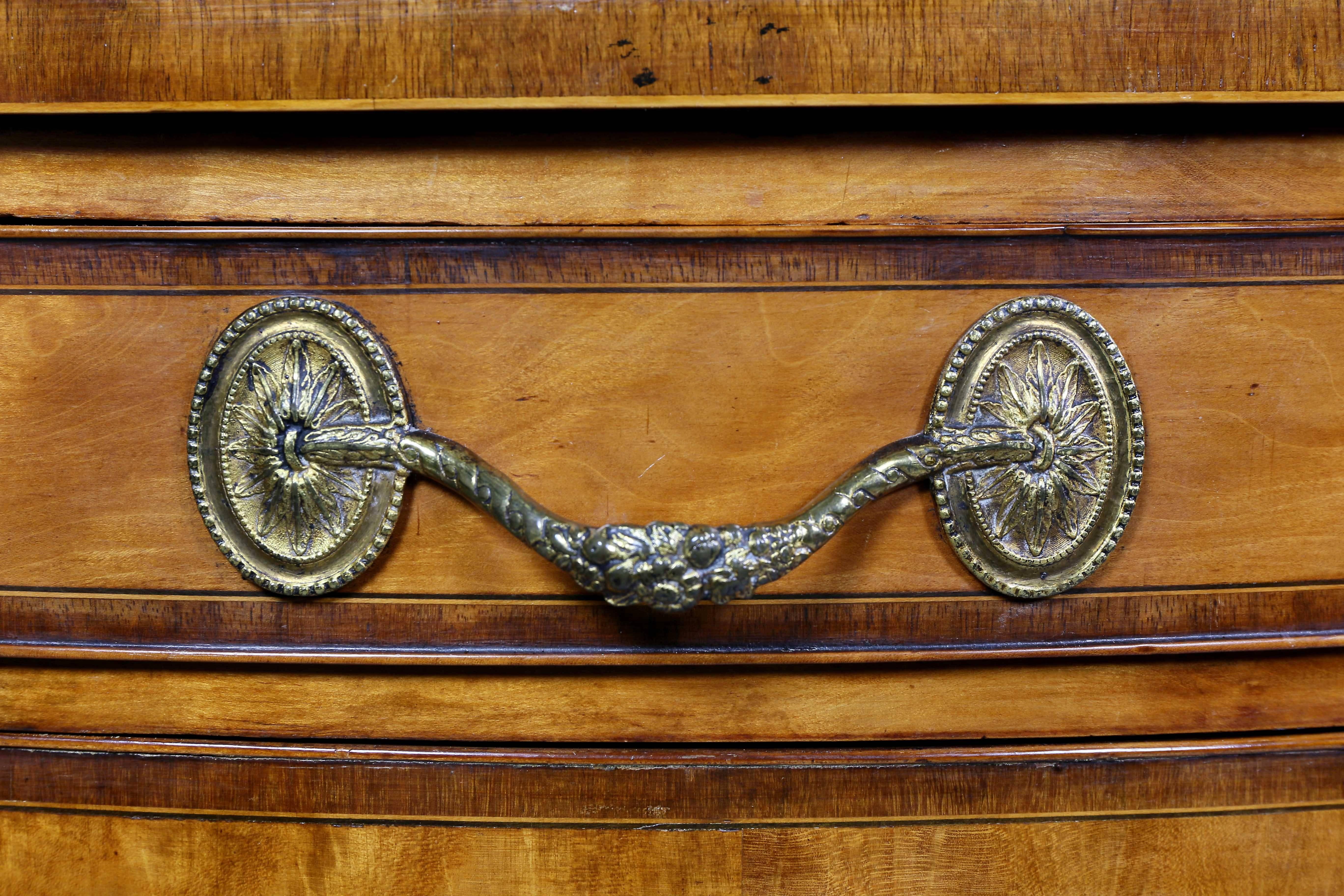 George III Satinwood and Marquetry Demilune Commode 2