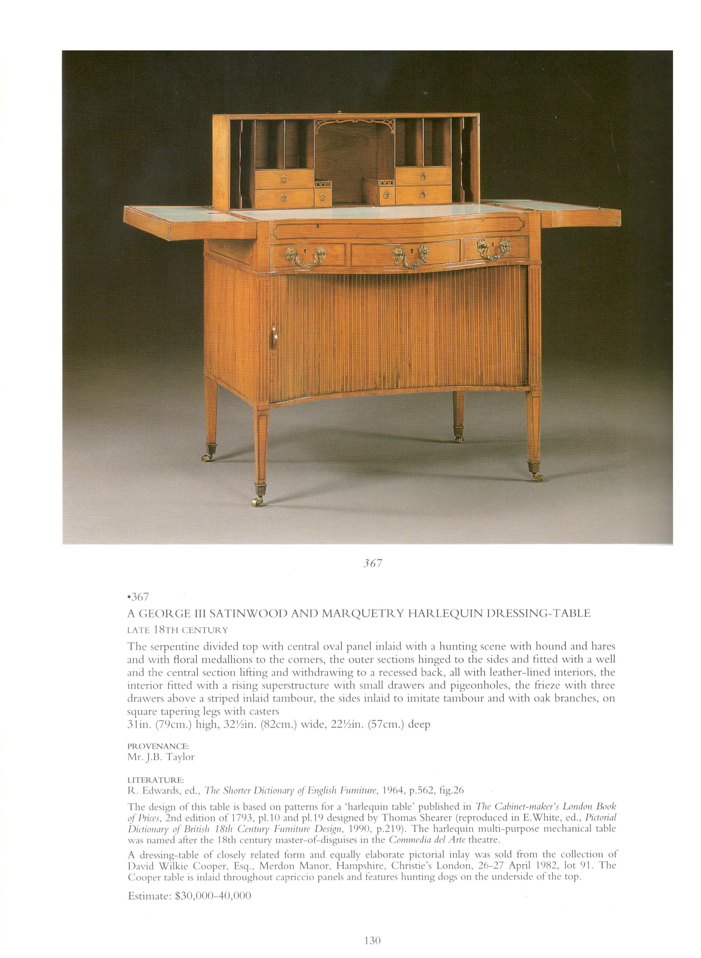 Table à écrire arlequin George III en bois de satin et marqueterie en vente 11