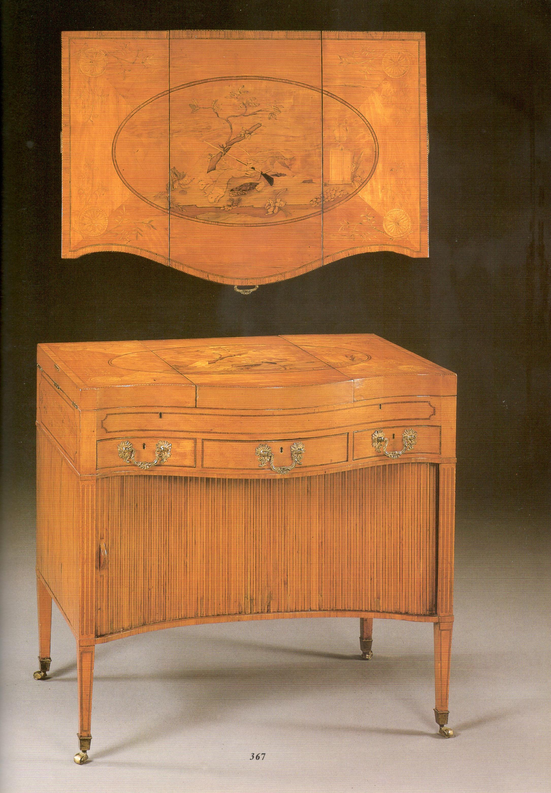 Harlekin-Schreibtisch aus Satinholz und Intarsien von George III im Angebot 11