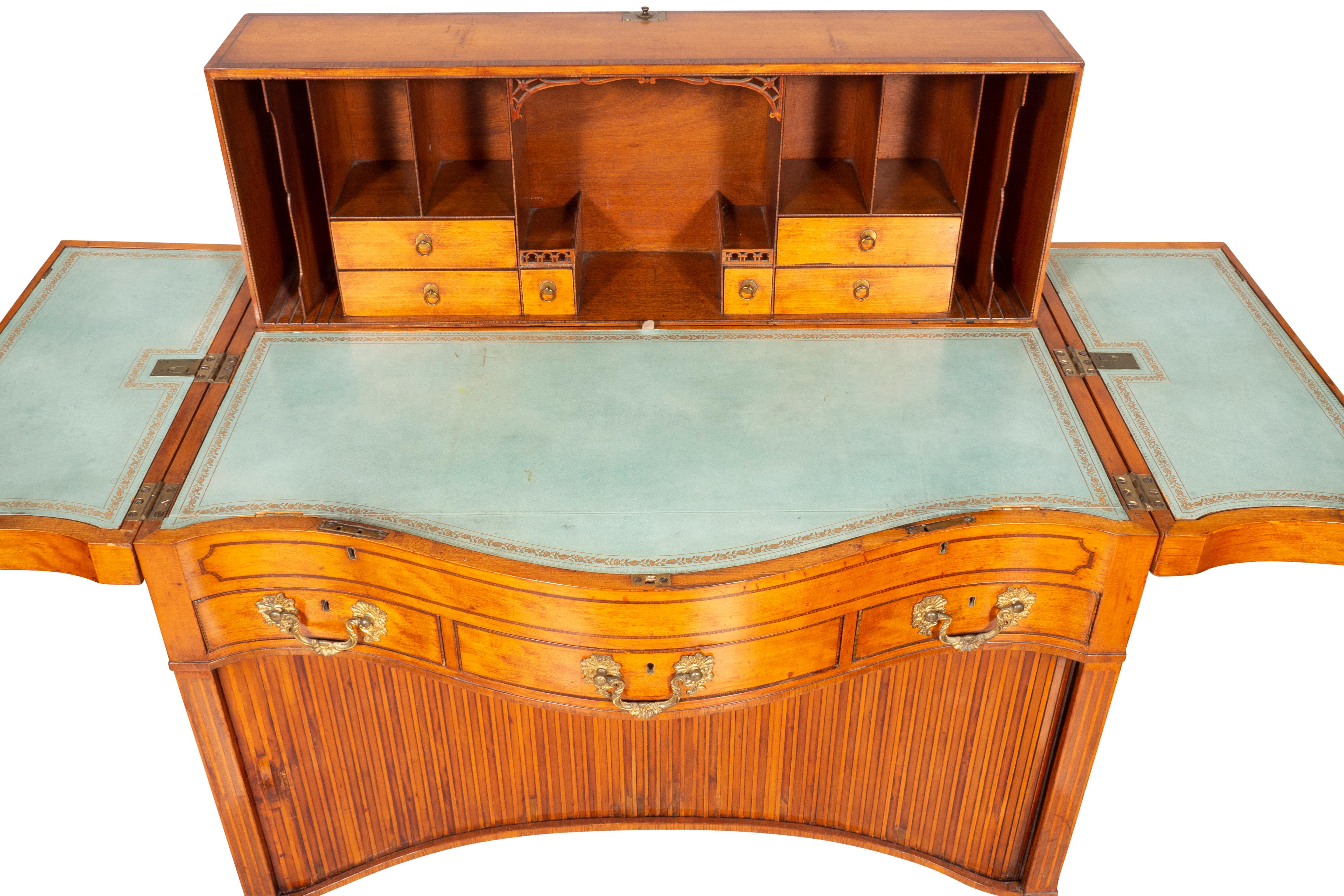 English George III Satinwood and Marquetry Harlequin Writing Table For Sale