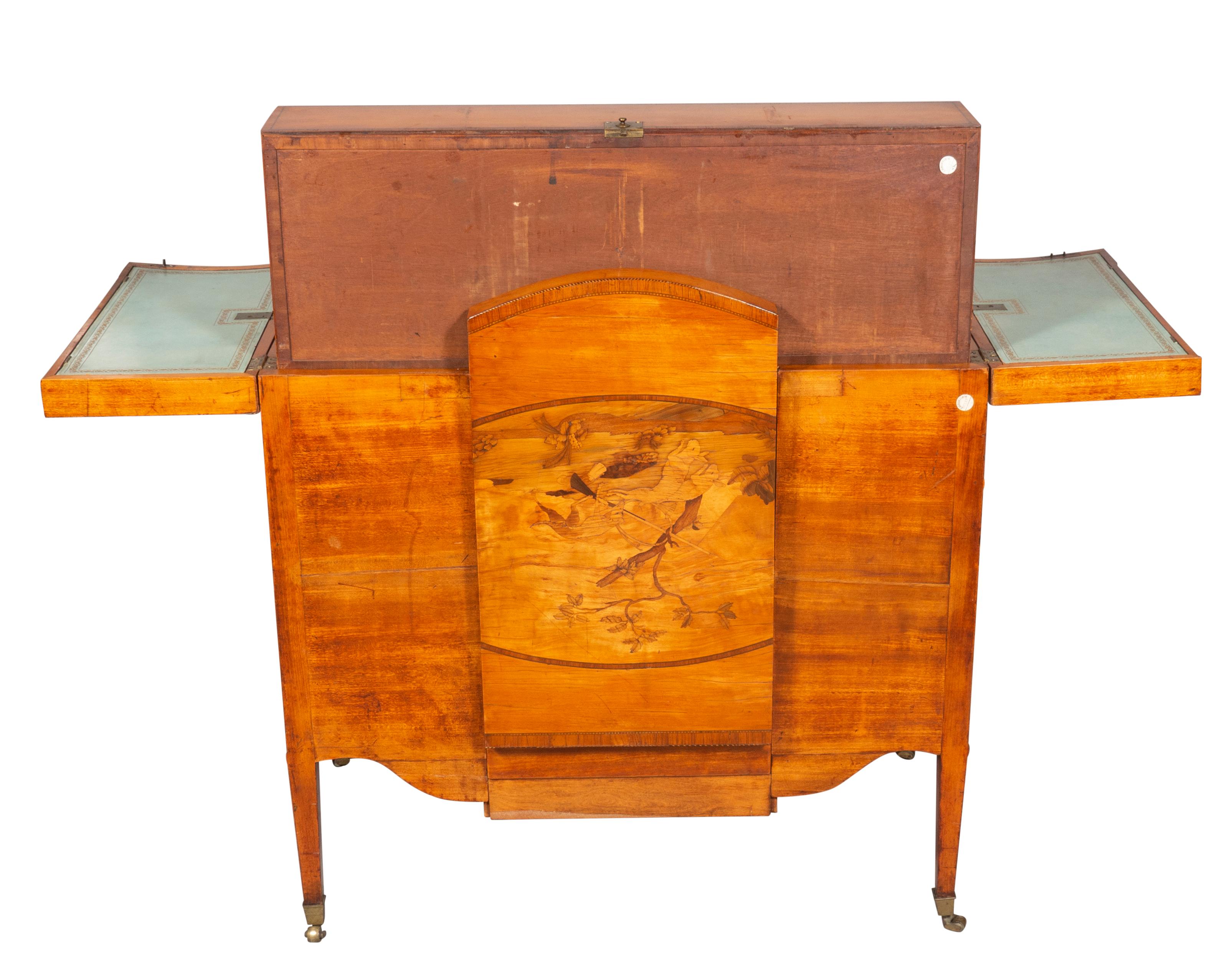 George III Satinwood and Marquetry Harlequin Writing Table For Sale 1