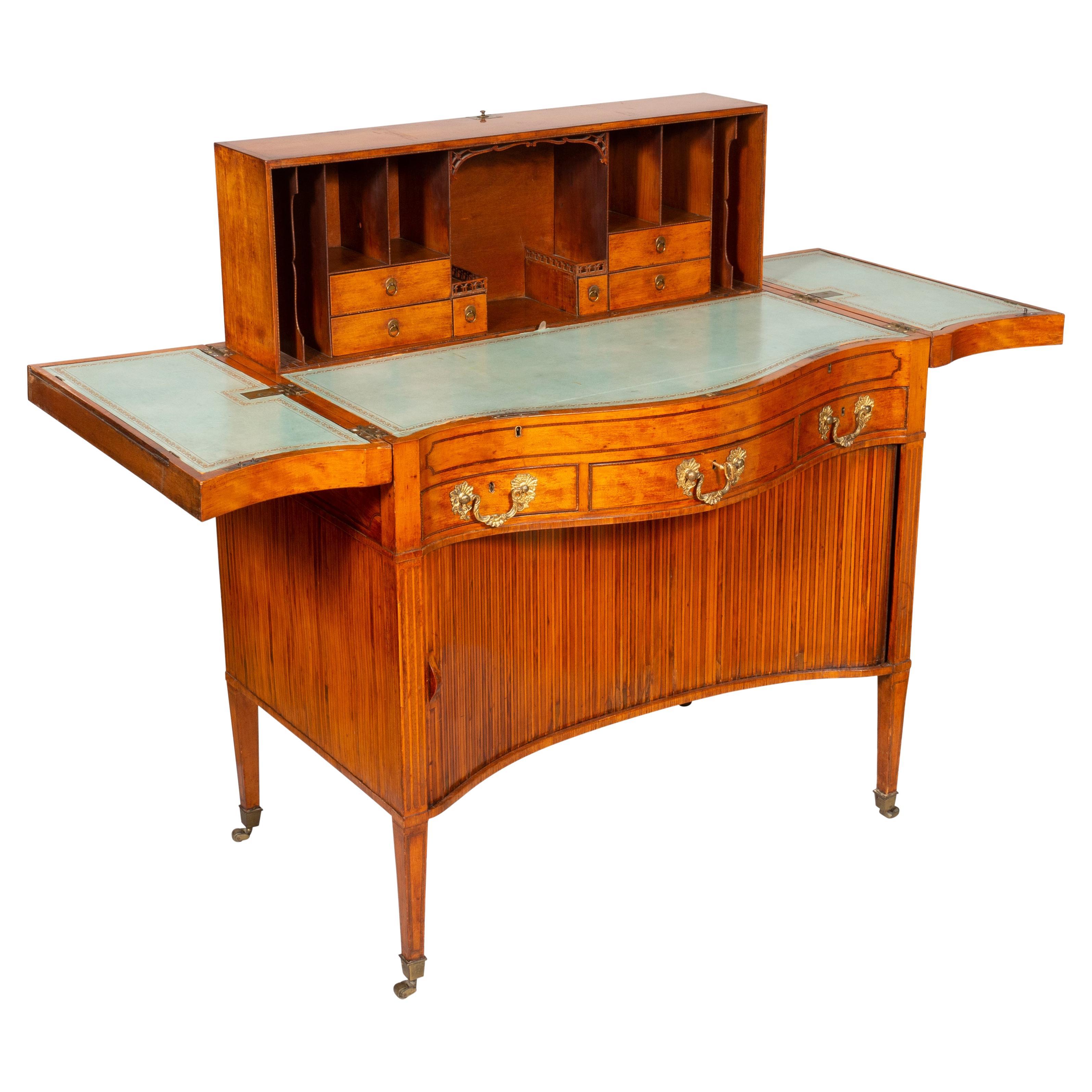 George III Satinwood and Marquetry Harlequin Writing Table For Sale