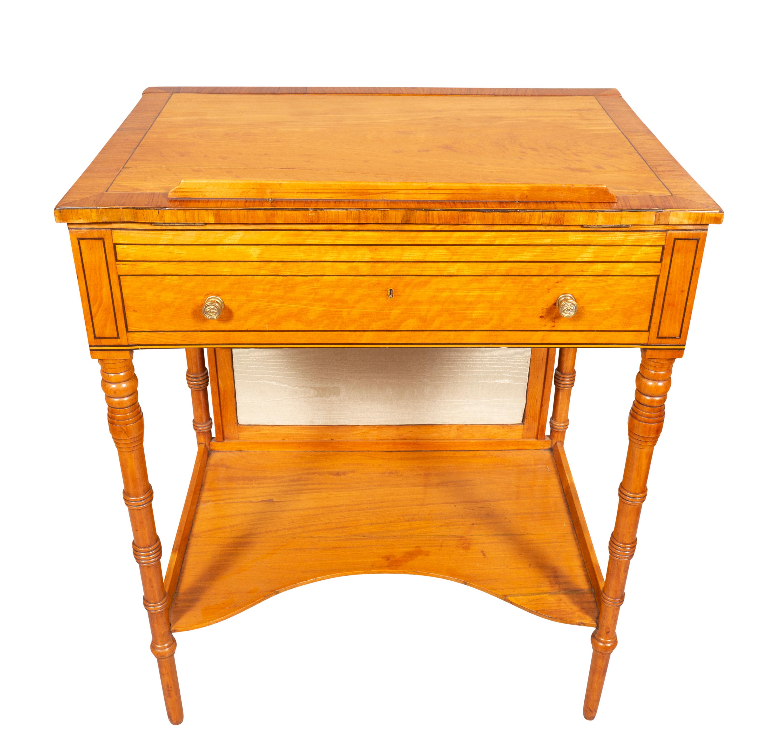 English George III Satinwood And Tulipwood Work Table For Sale