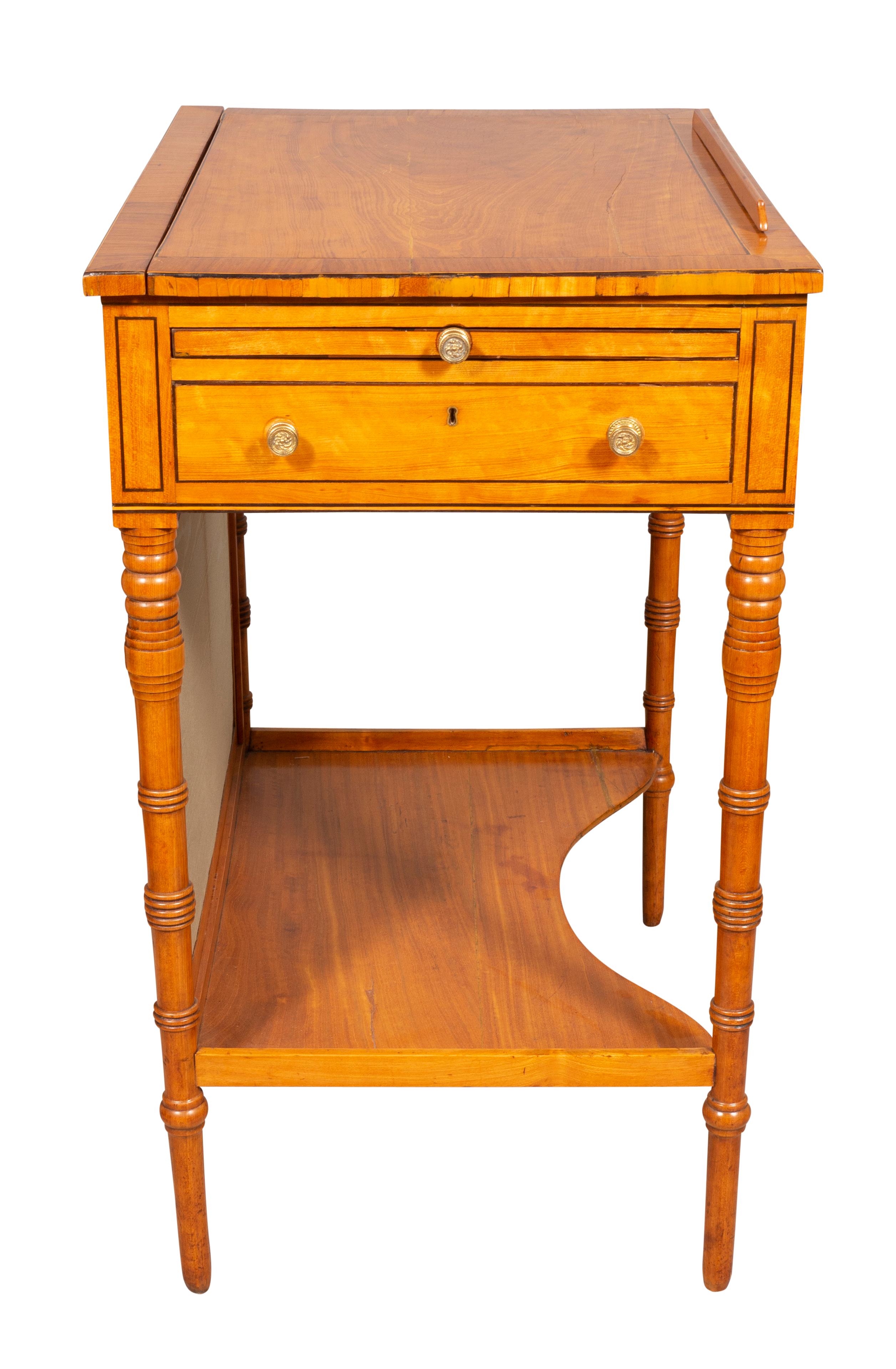 George III Satinwood And Tulipwood Work Table In Good Condition For Sale In Essex, MA