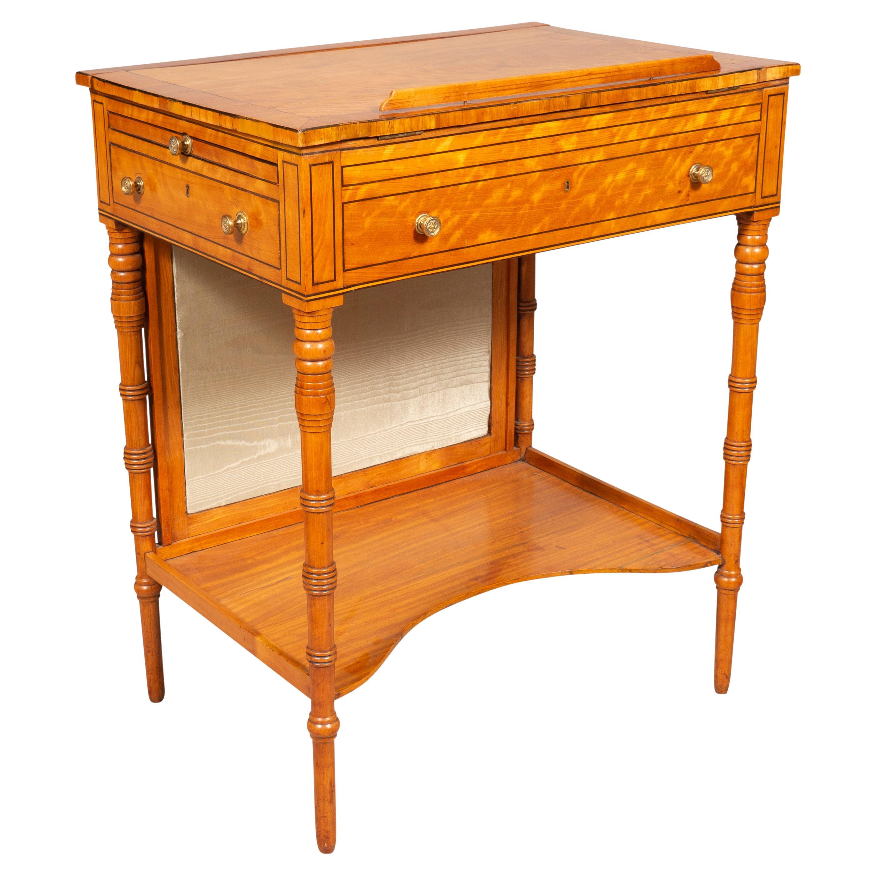 George III Satinwood And Tulipwood Work Table For Sale